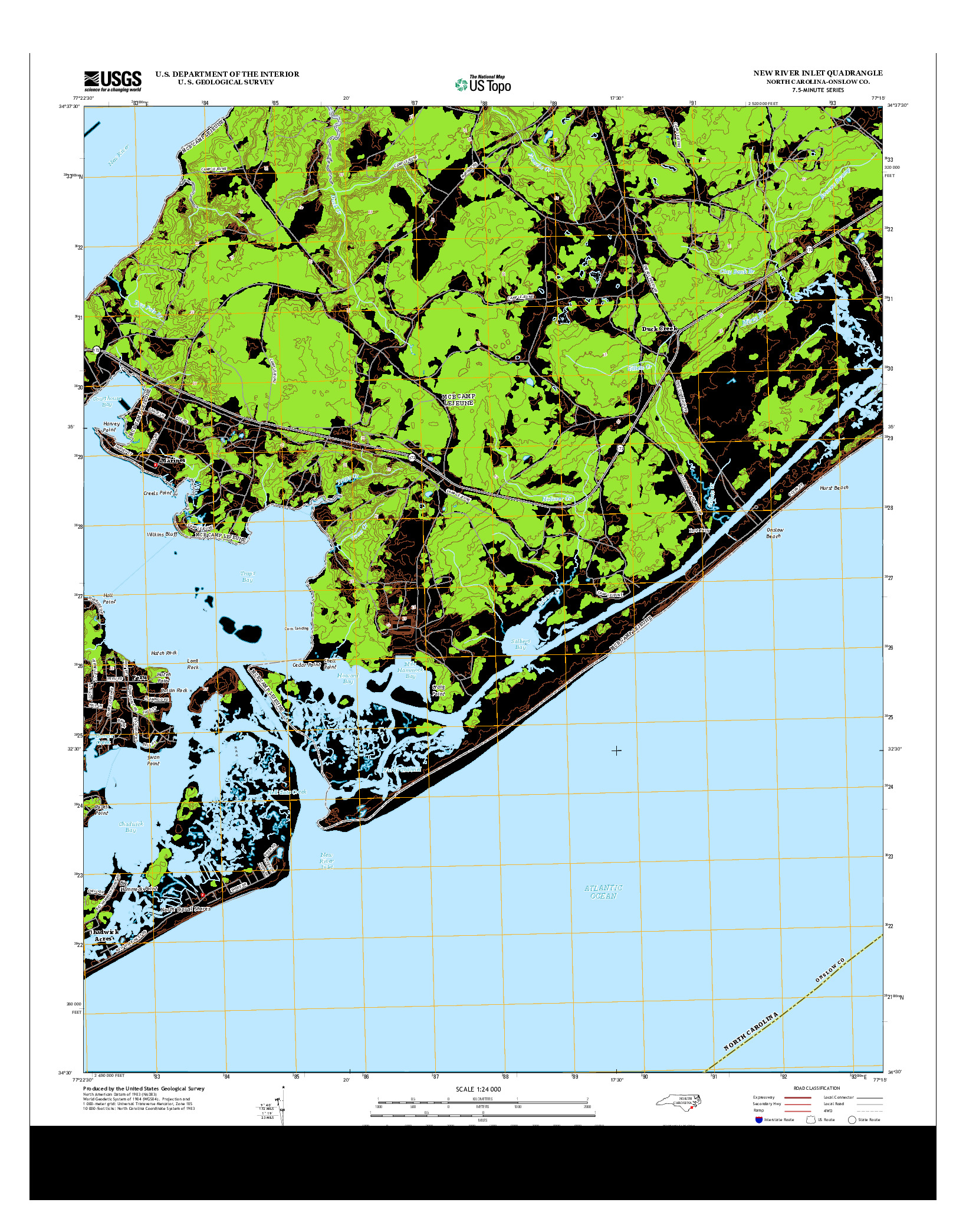 USGS US TOPO 7.5-MINUTE MAP FOR NEW RIVER INLET, NC 2013