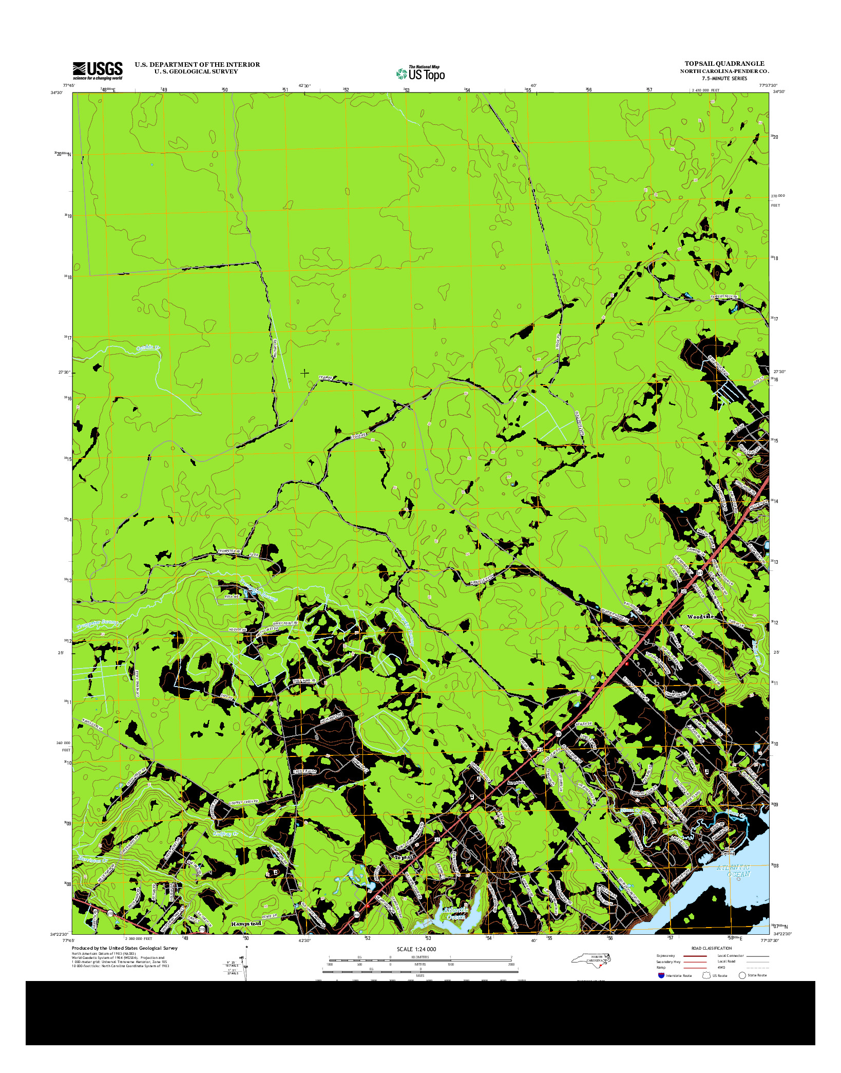 USGS US TOPO 7.5-MINUTE MAP FOR TOPSAIL, NC 2013