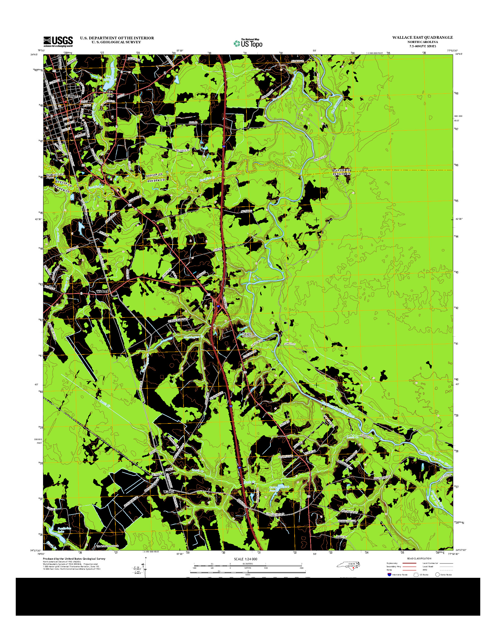 USGS US TOPO 7.5-MINUTE MAP FOR WALLACE EAST, NC 2013