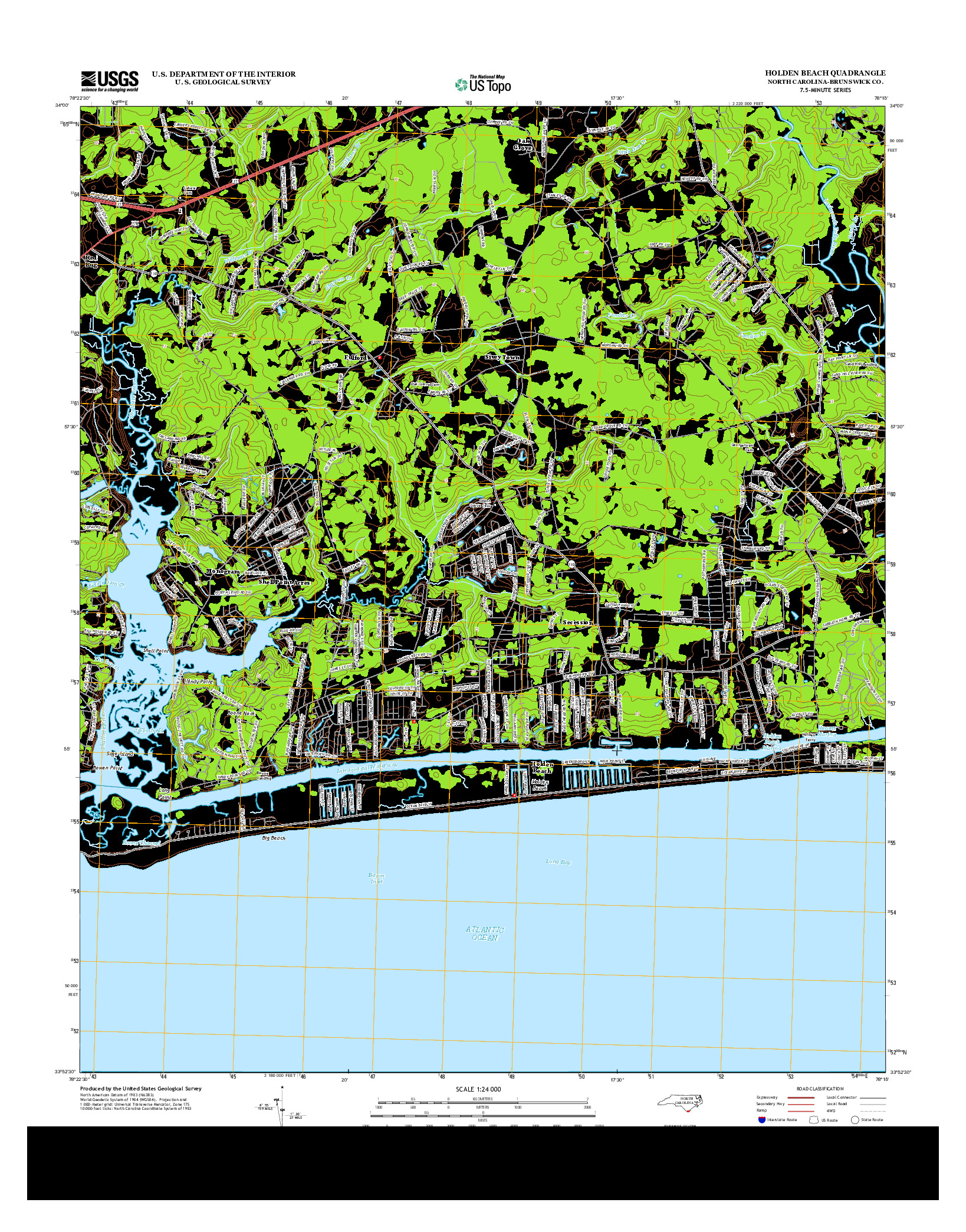USGS US TOPO 7.5-MINUTE MAP FOR HOLDEN BEACH, NC 2013