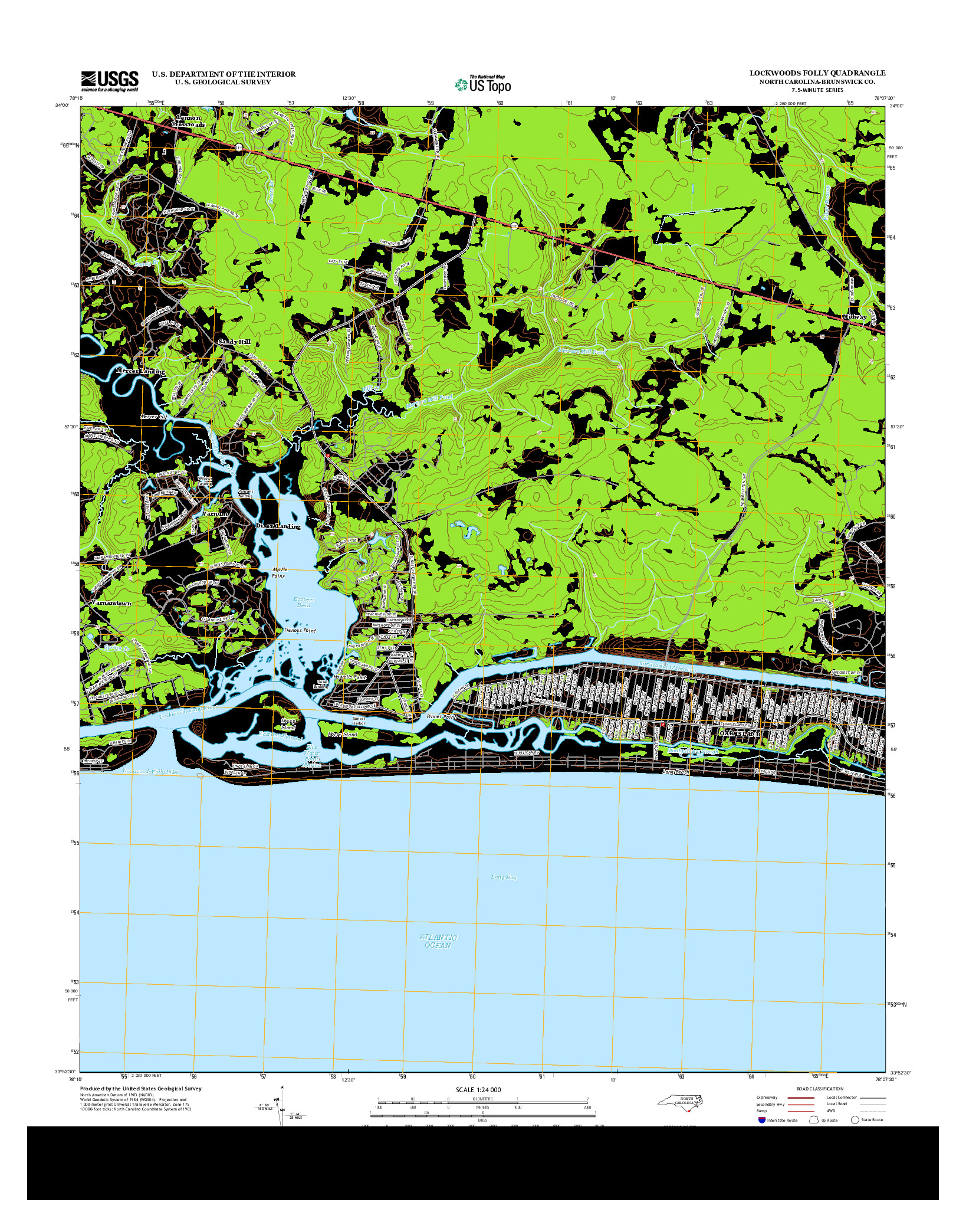 USGS US TOPO 7.5-MINUTE MAP FOR LOCKWOODS FOLLY, NC 2013