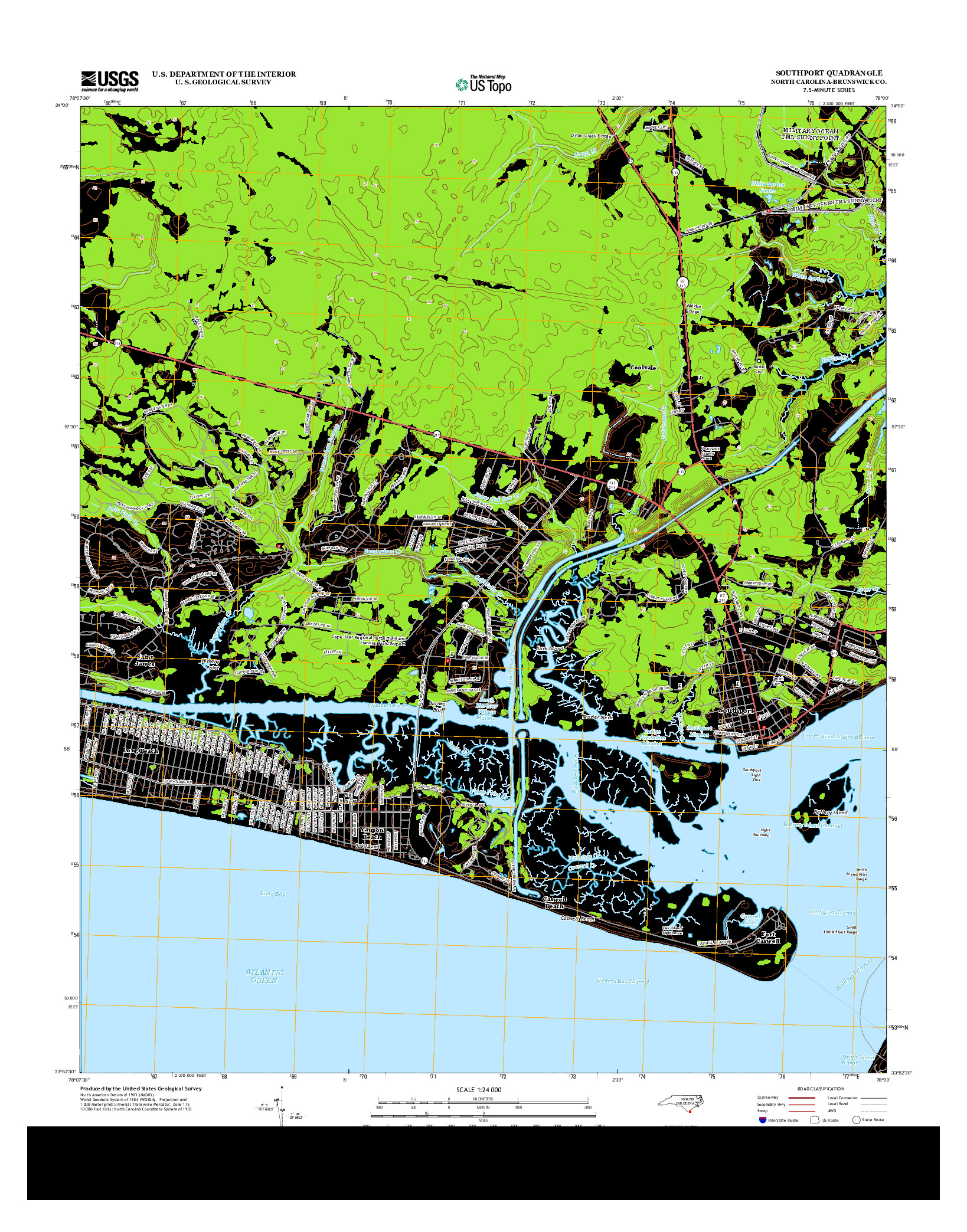 USGS US TOPO 7.5-MINUTE MAP FOR SOUTHPORT, NC 2013