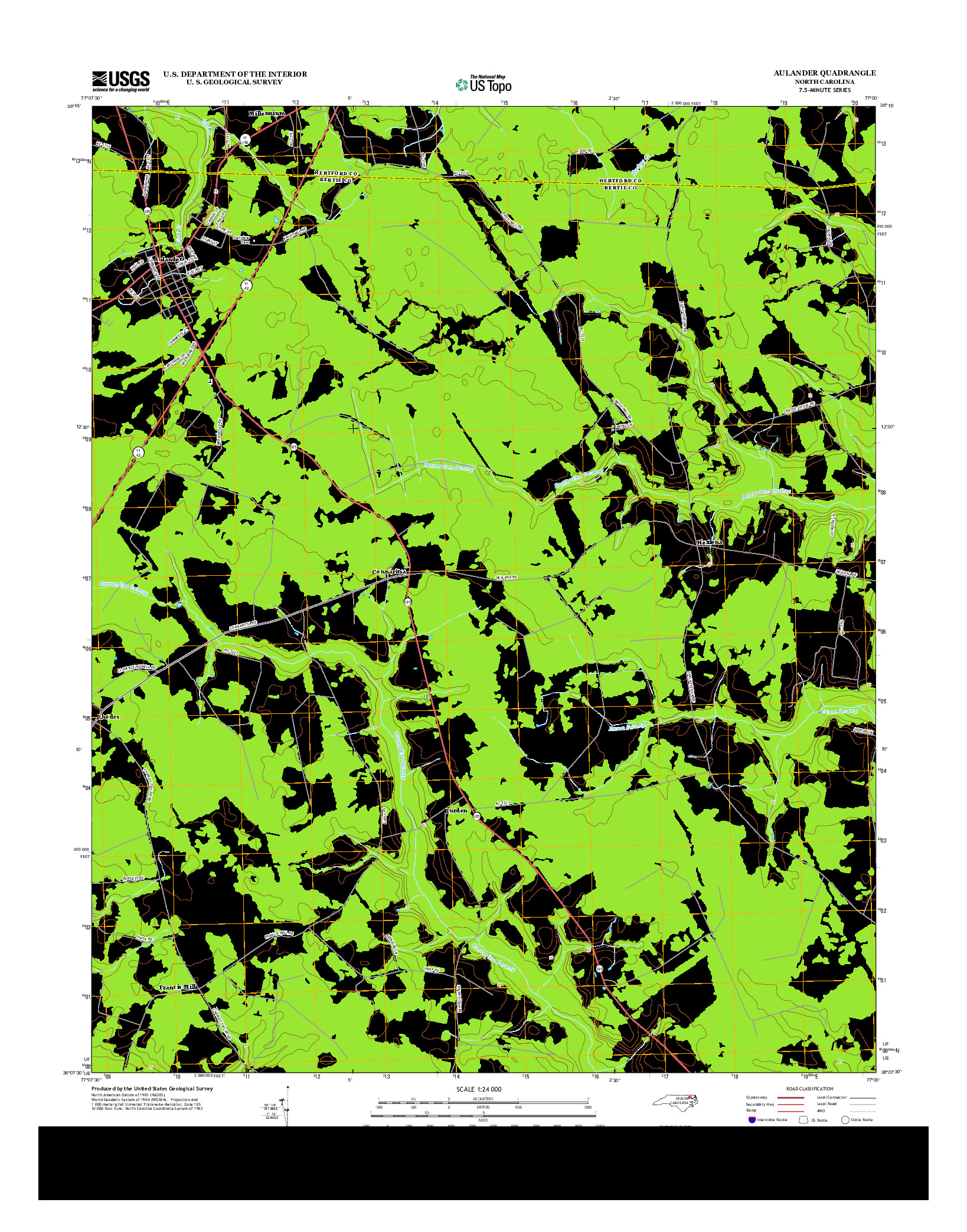 USGS US TOPO 7.5-MINUTE MAP FOR AULANDER, NC 2013