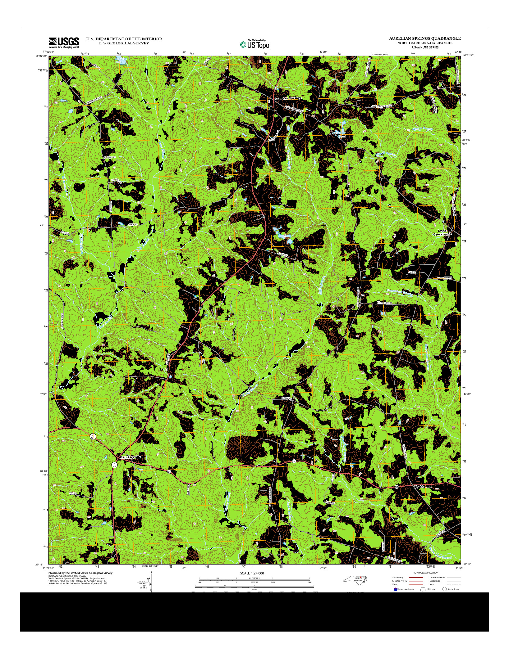 USGS US TOPO 7.5-MINUTE MAP FOR AURELIAN SPRINGS, NC 2013