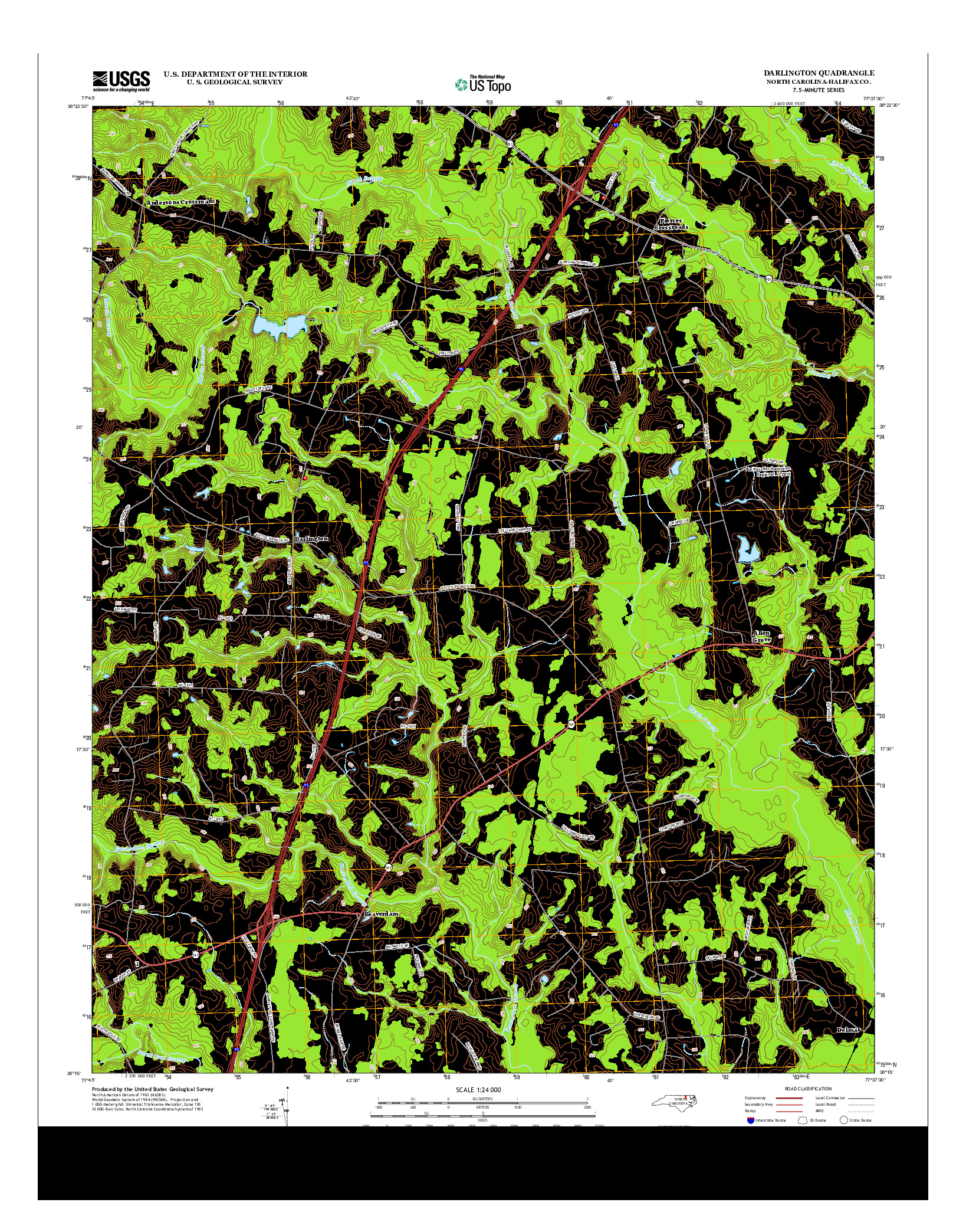 USGS US TOPO 7.5-MINUTE MAP FOR DARLINGTON, NC 2013