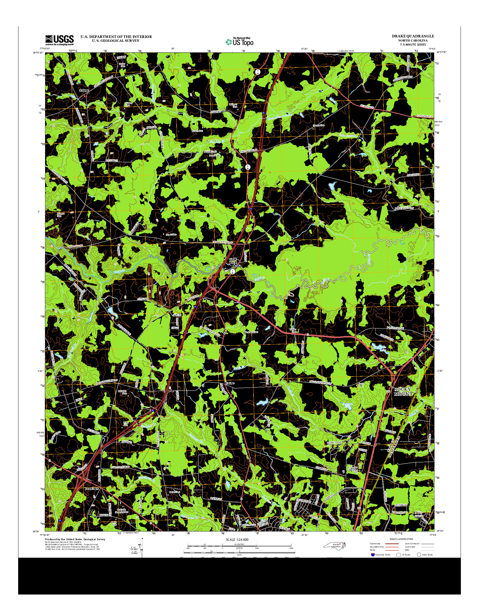 USGS US TOPO 7.5-MINUTE MAP FOR DRAKE, NC 2013