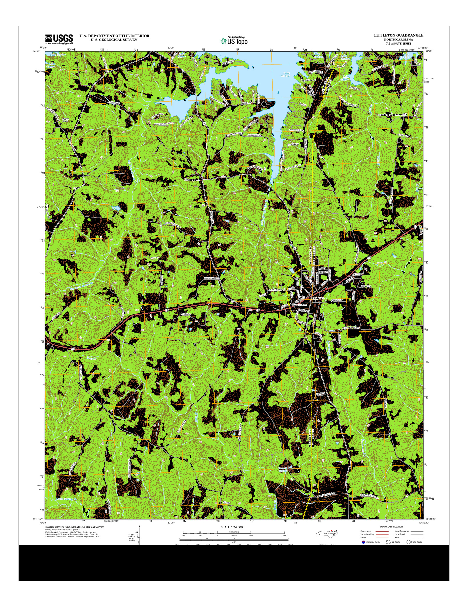 USGS US TOPO 7.5-MINUTE MAP FOR LITTLETON, NC 2013