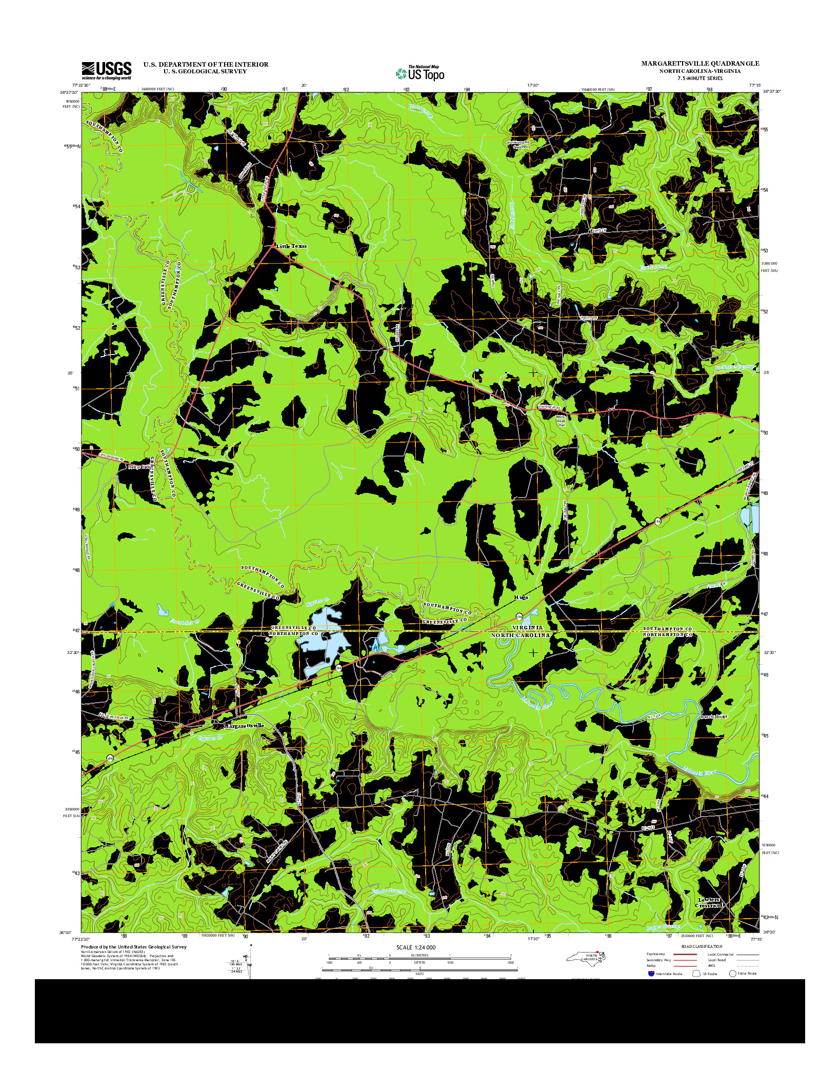 USGS US TOPO 7.5-MINUTE MAP FOR MARGARETTSVILLE, NC-VA 2013