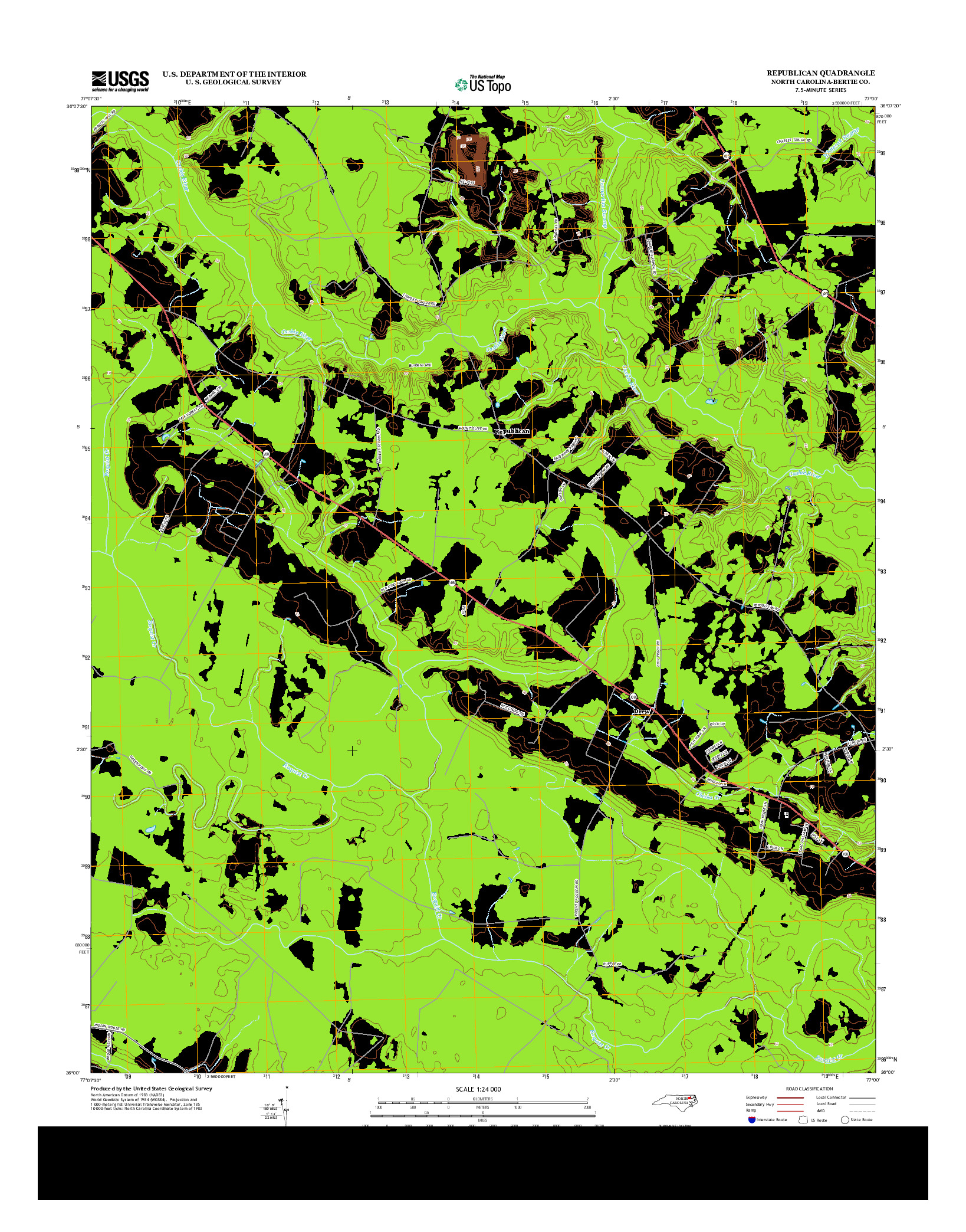 USGS US TOPO 7.5-MINUTE MAP FOR REPUBLICAN, NC 2013