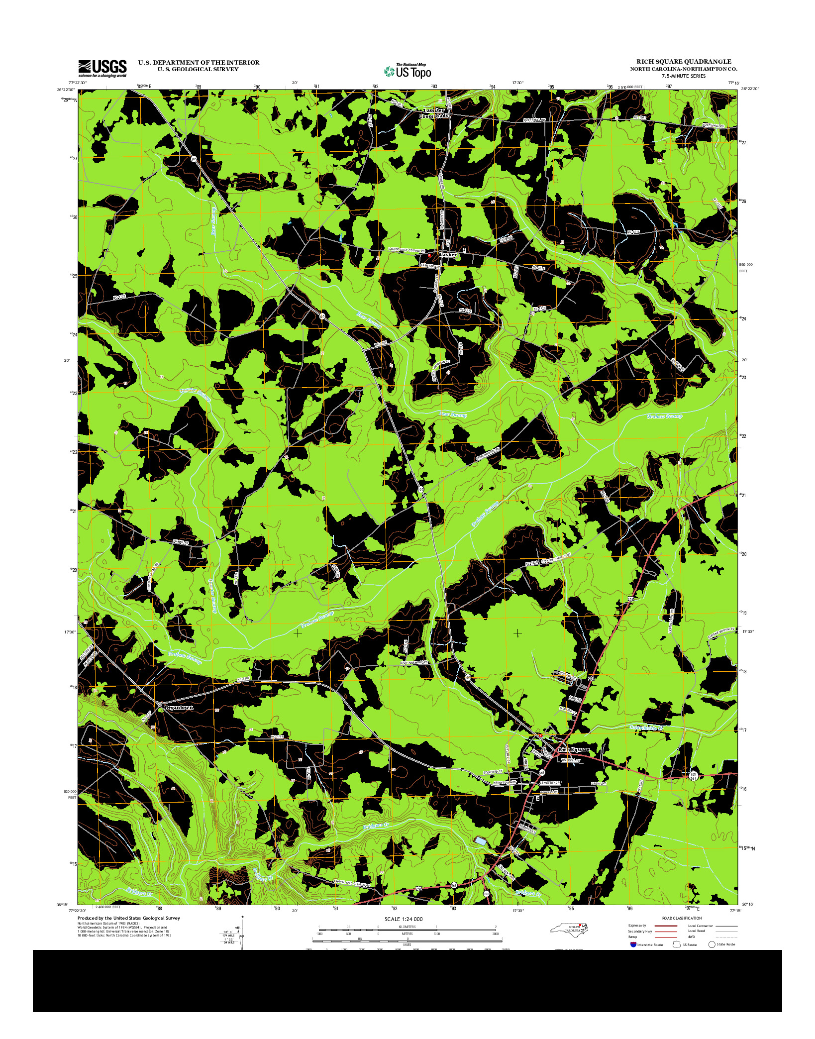 USGS US TOPO 7.5-MINUTE MAP FOR RICH SQUARE, NC 2013