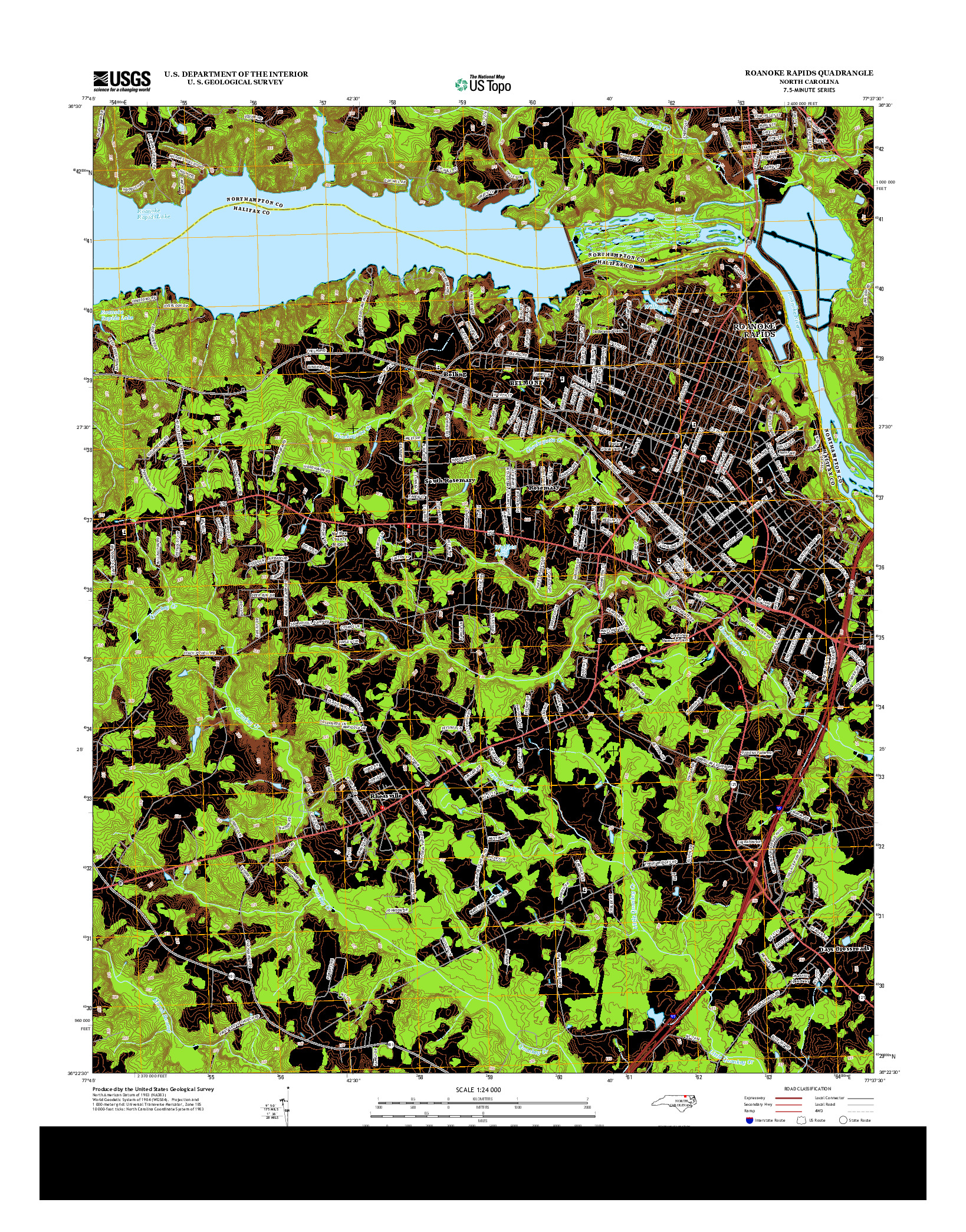 USGS US TOPO 7.5-MINUTE MAP FOR ROANOKE RAPIDS, NC 2013