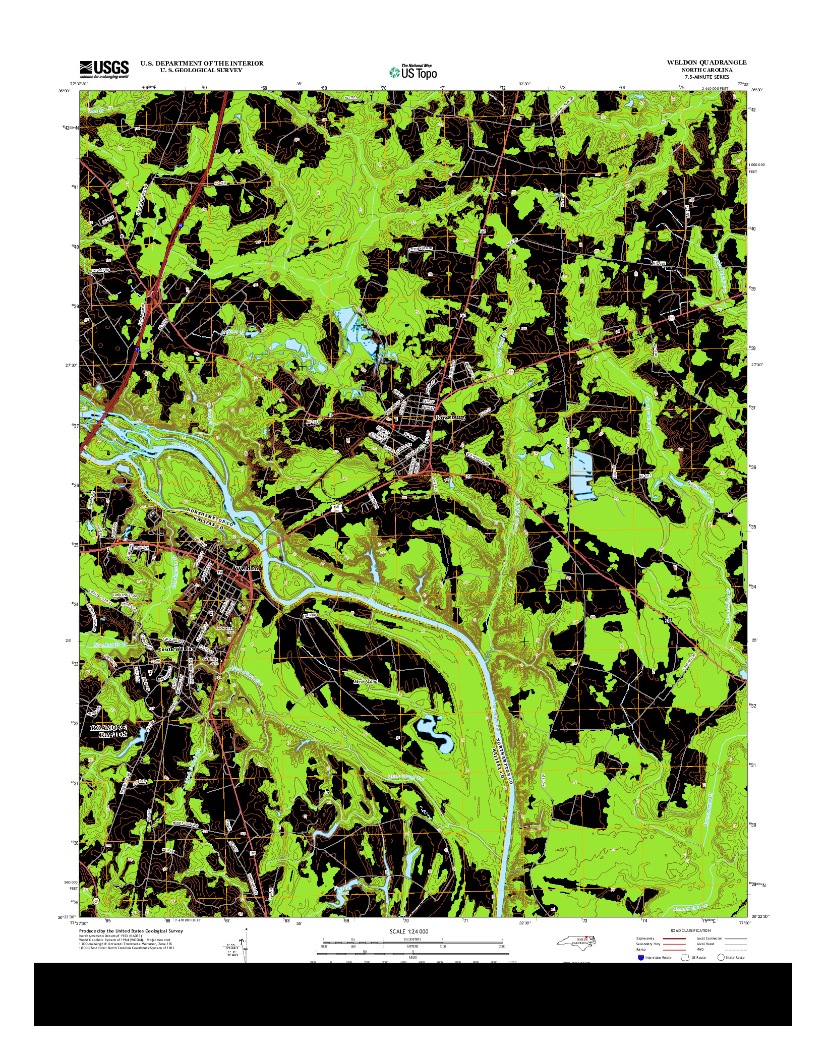 USGS US TOPO 7.5-MINUTE MAP FOR WELDON, NC 2013