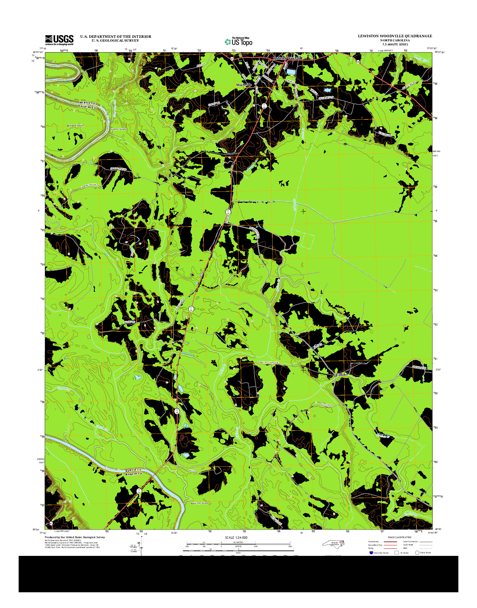 USGS US TOPO 7.5-MINUTE MAP FOR LEWISTON WOODVILLE, NC 2013