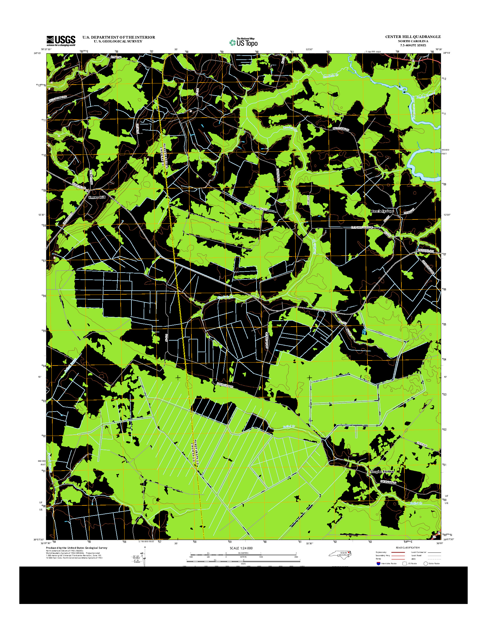 USGS US TOPO 7.5-MINUTE MAP FOR CENTER HILL, NC 2013