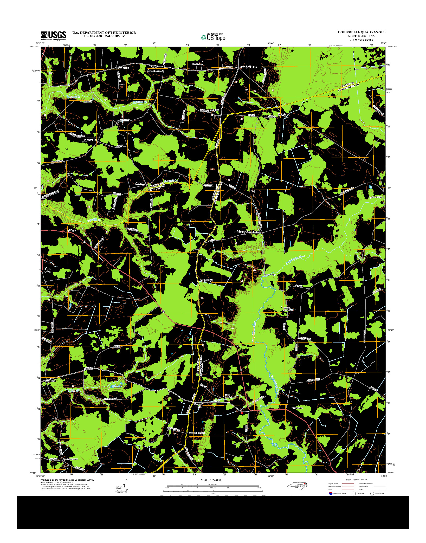 USGS US TOPO 7.5-MINUTE MAP FOR HOBBSVILLE, NC 2013