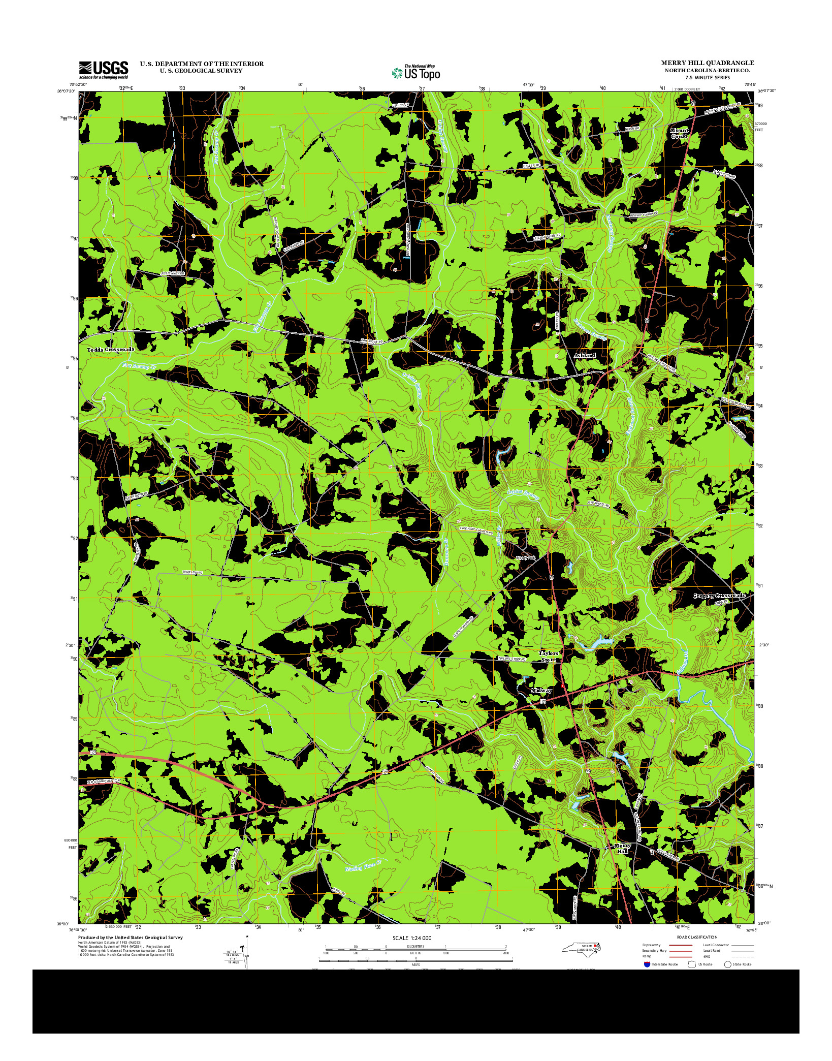 USGS US TOPO 7.5-MINUTE MAP FOR MERRY HILL, NC 2013