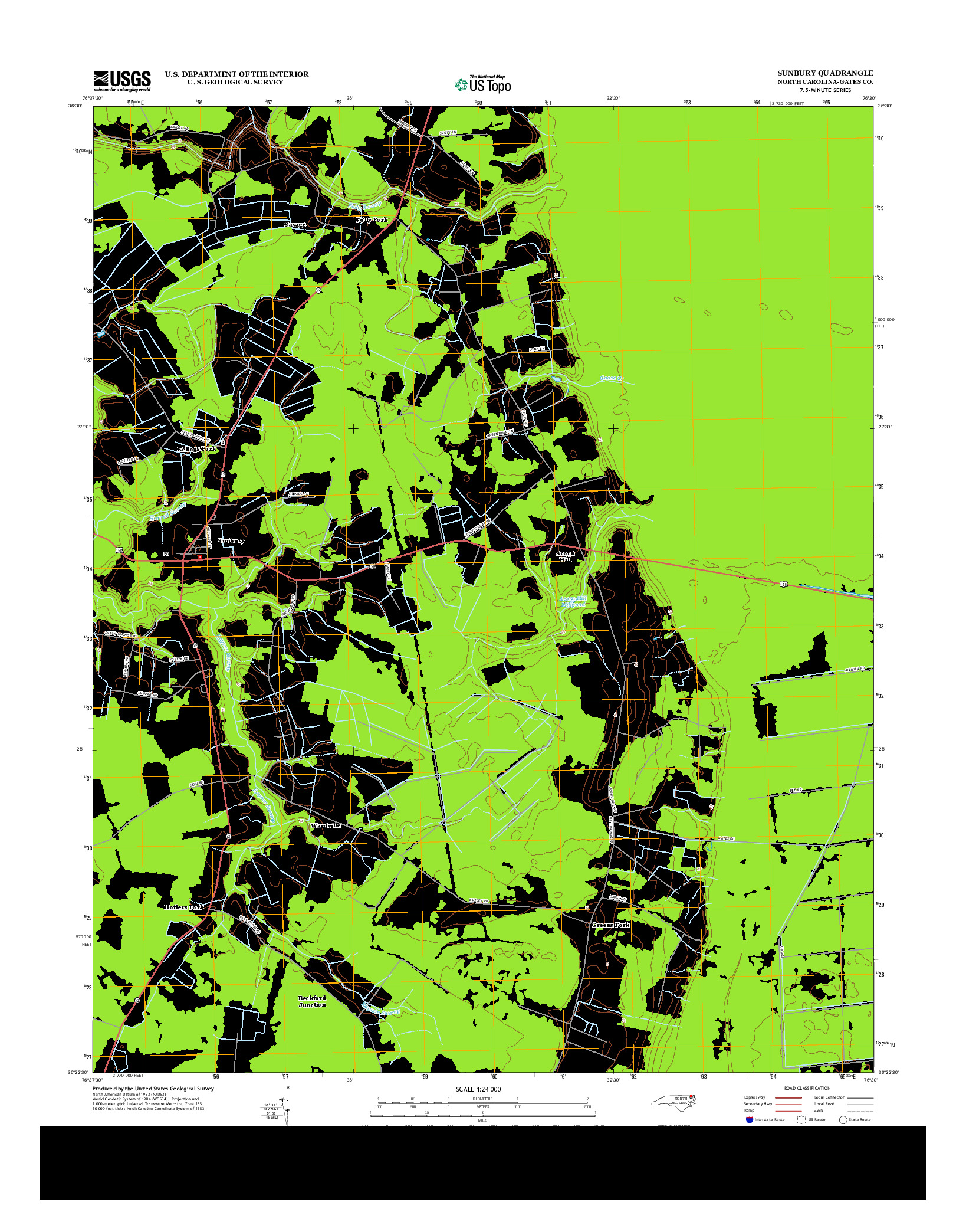 USGS US TOPO 7.5-MINUTE MAP FOR SUNBURY, NC 2013