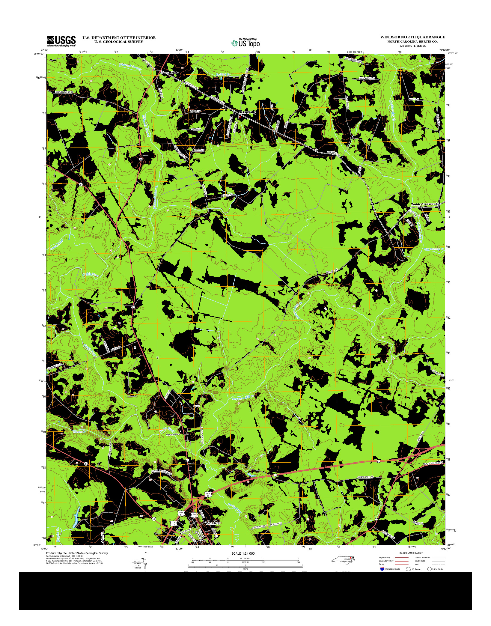 USGS US TOPO 7.5-MINUTE MAP FOR WINDSOR NORTH, NC 2013