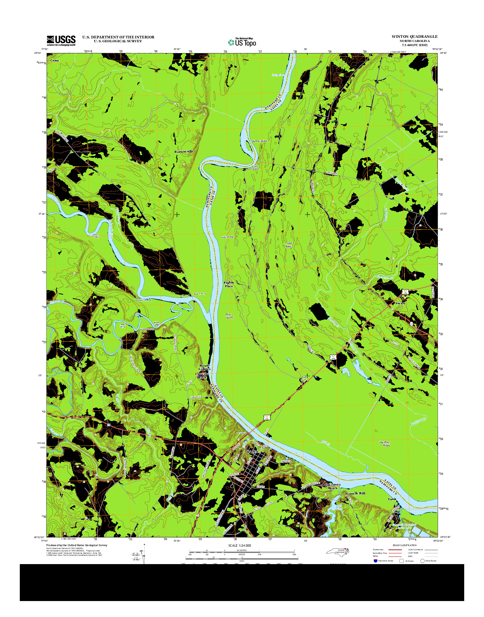 USGS US TOPO 7.5-MINUTE MAP FOR WINTON, NC 2013