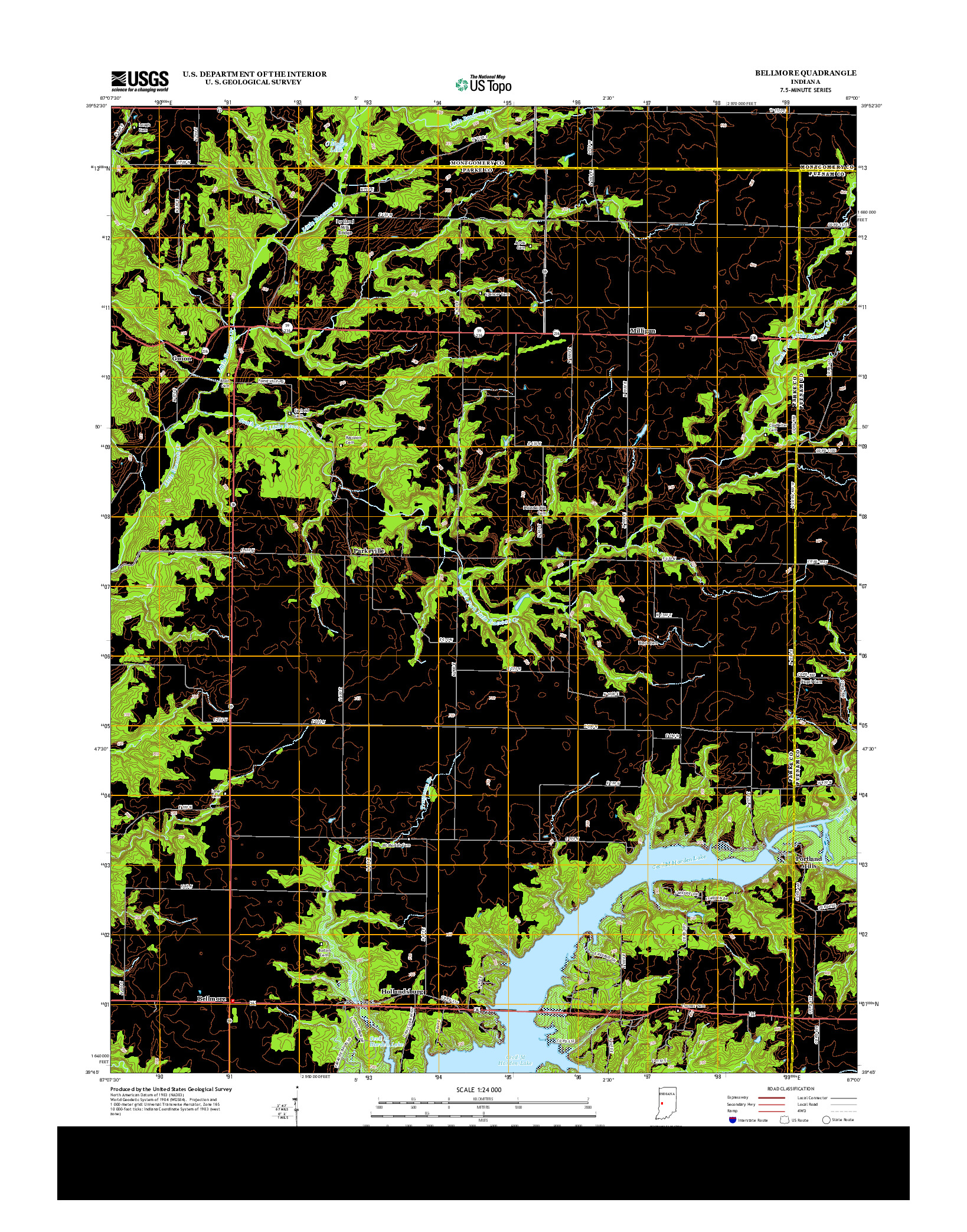 USGS US TOPO 7.5-MINUTE MAP FOR BELLMORE, IN 2013