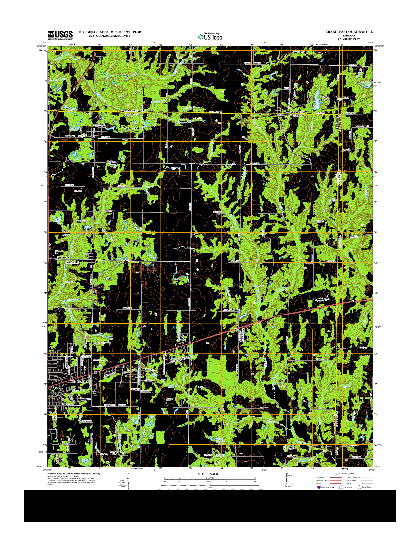 USGS US TOPO 7.5-MINUTE MAP FOR BRAZIL EAST, IN 2013