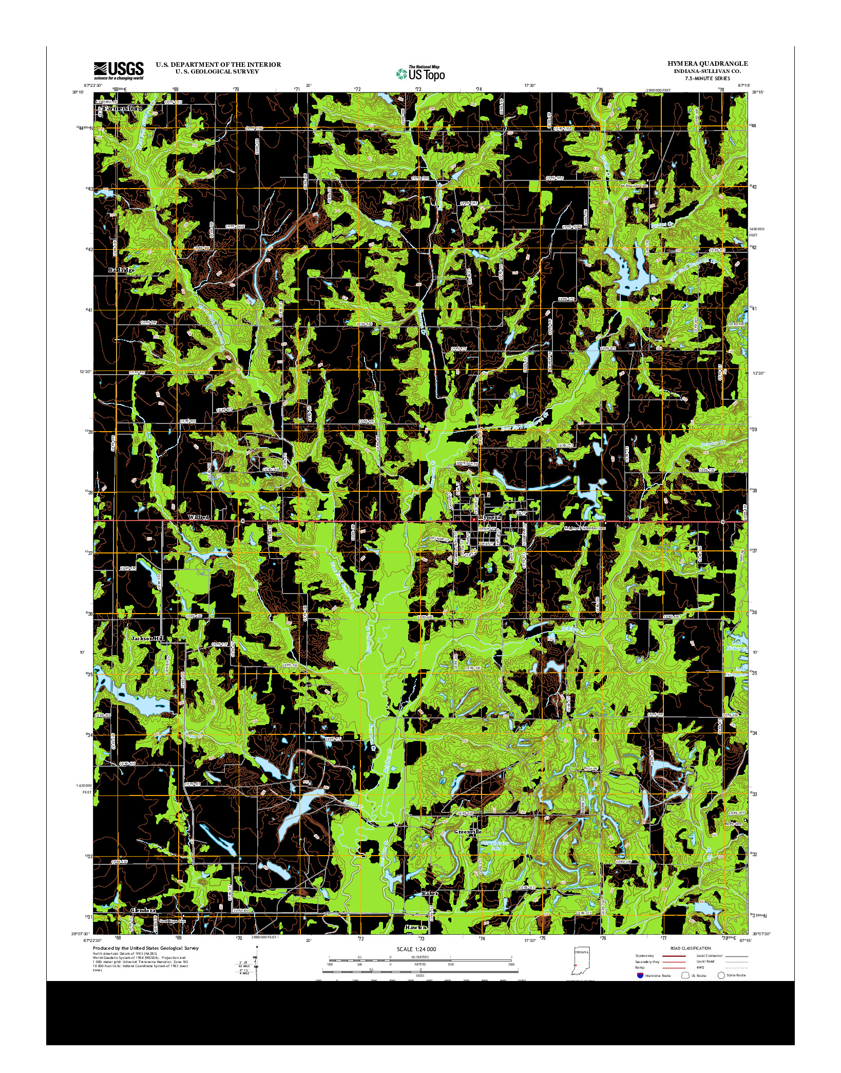 USGS US TOPO 7.5-MINUTE MAP FOR HYMERA, IN 2013