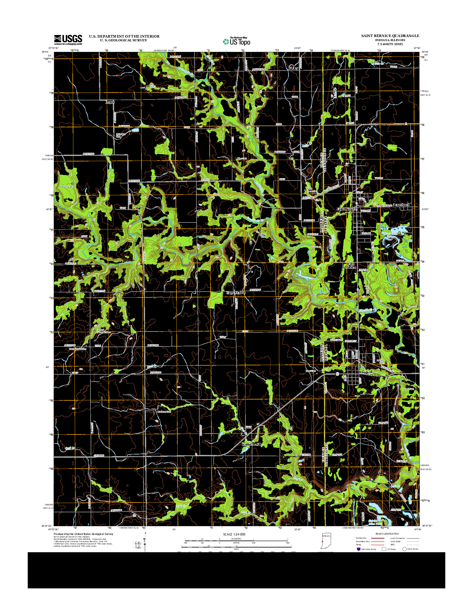 USGS US TOPO 7.5-MINUTE MAP FOR SAINT BERNICE, IN-IL 2013