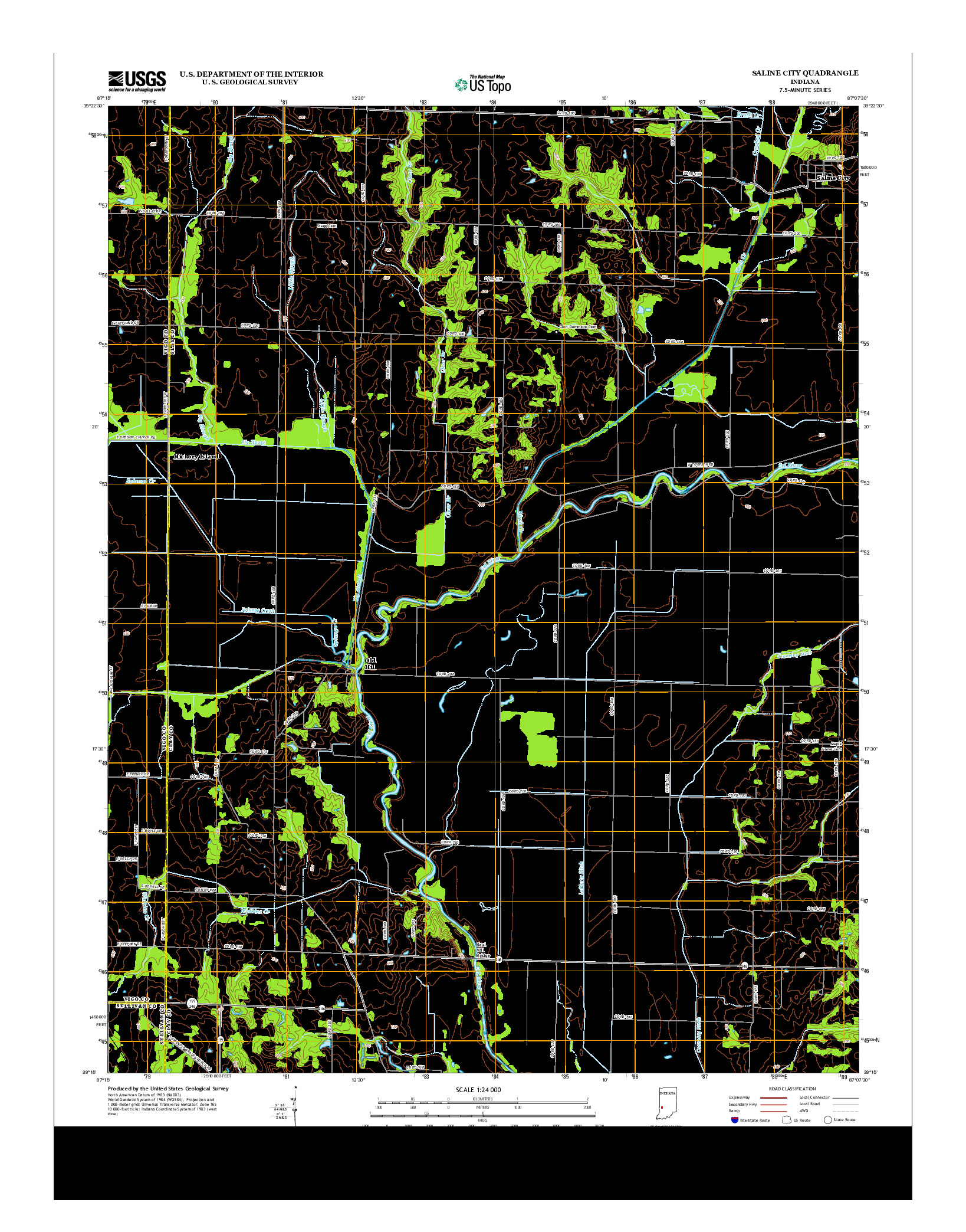 USGS US TOPO 7.5-MINUTE MAP FOR SALINE CITY, IN 2013