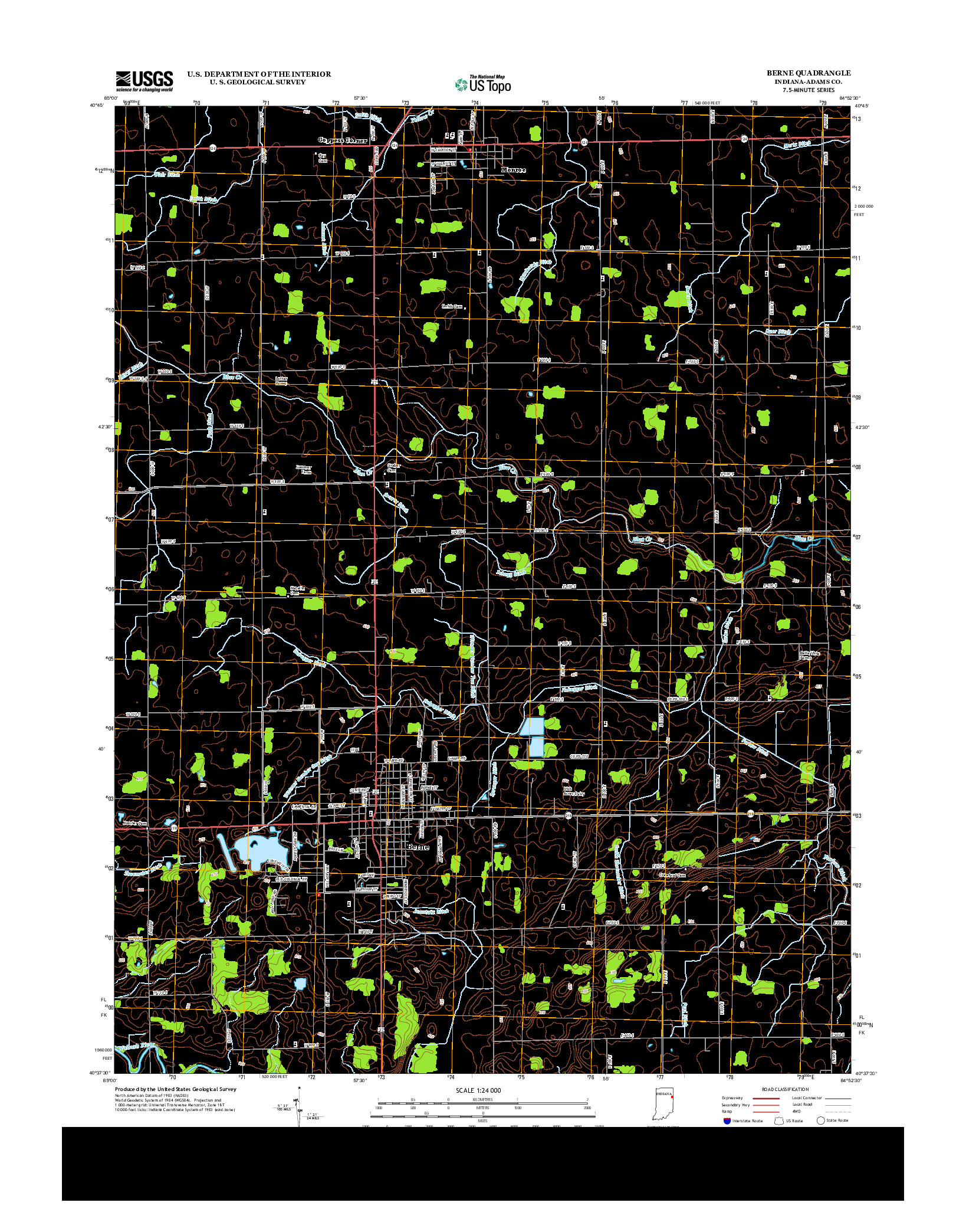 USGS US TOPO 7.5-MINUTE MAP FOR BERNE, IN 2013