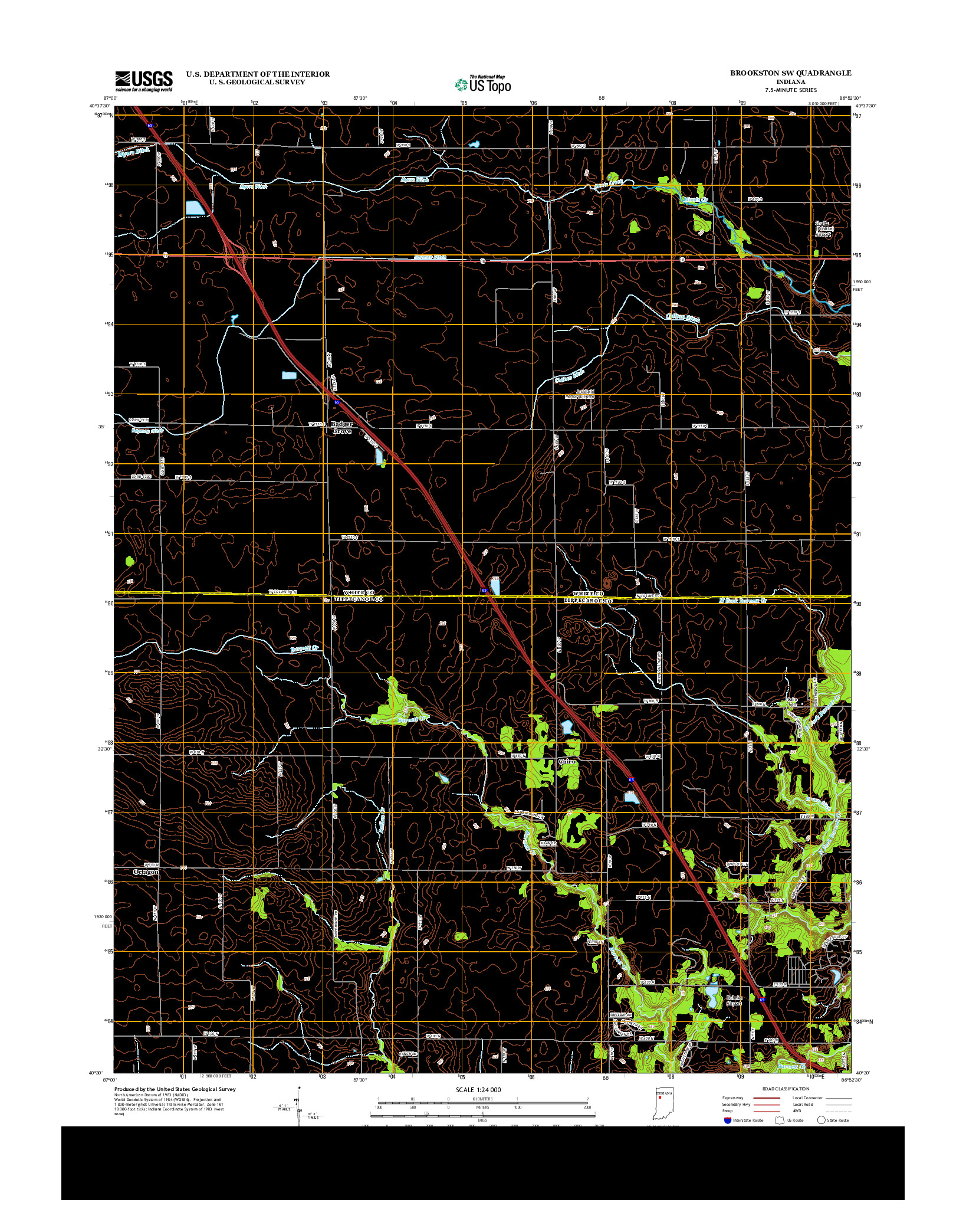 USGS US TOPO 7.5-MINUTE MAP FOR BROOKSTON SW, IN 2013