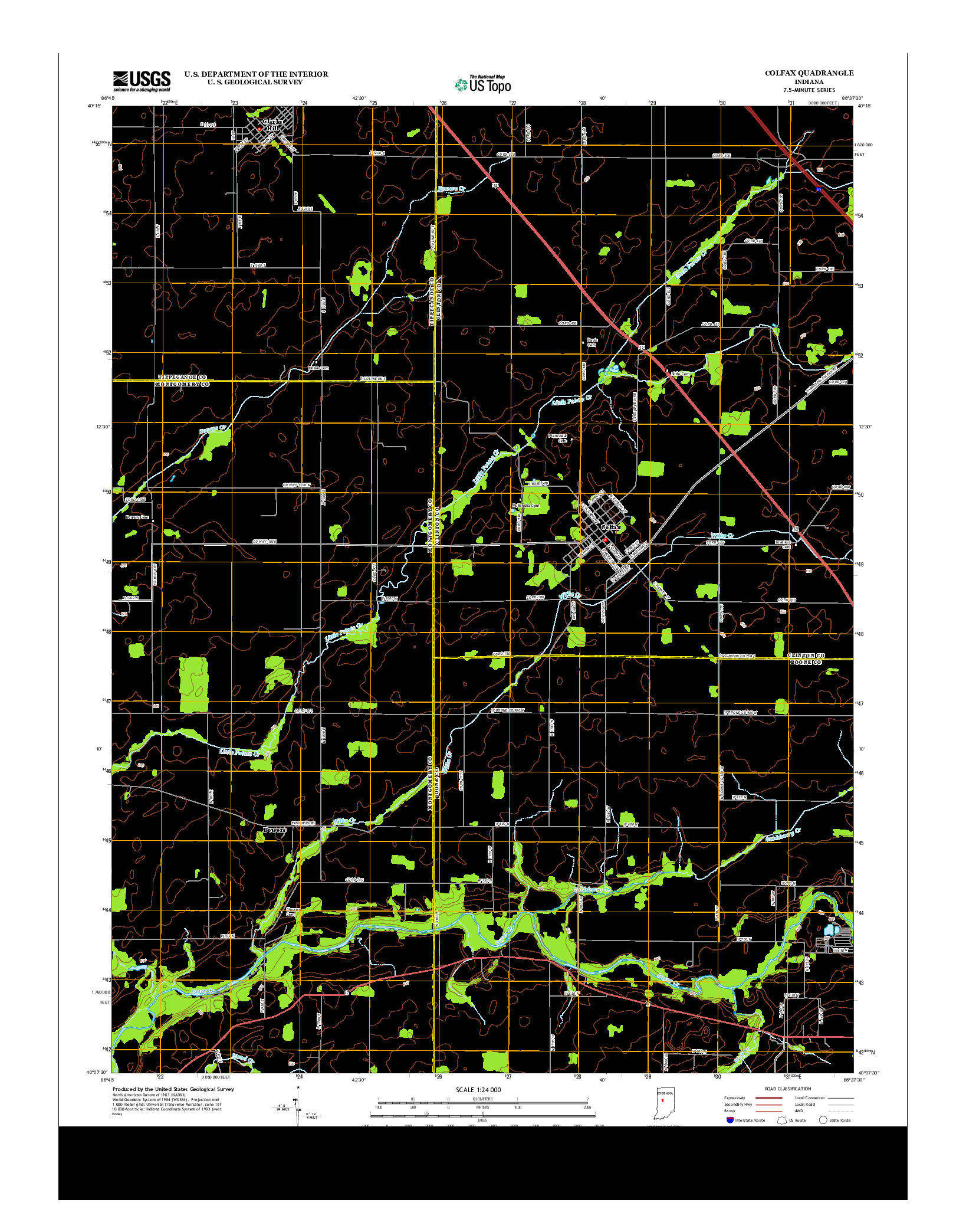 USGS US TOPO 7.5-MINUTE MAP FOR COLFAX, IN 2013