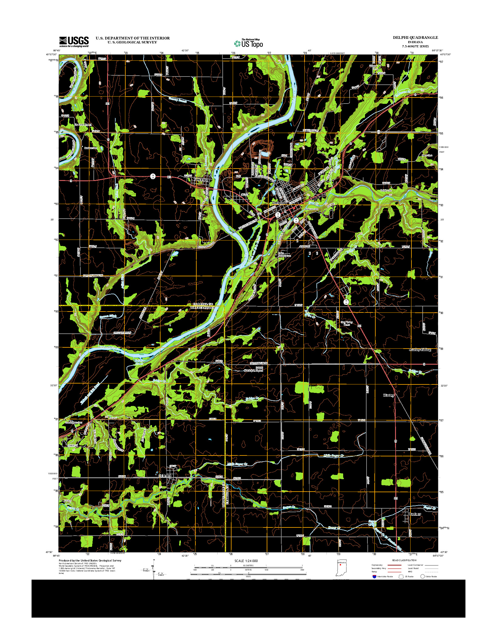 USGS US TOPO 7.5-MINUTE MAP FOR DELPHI, IN 2013