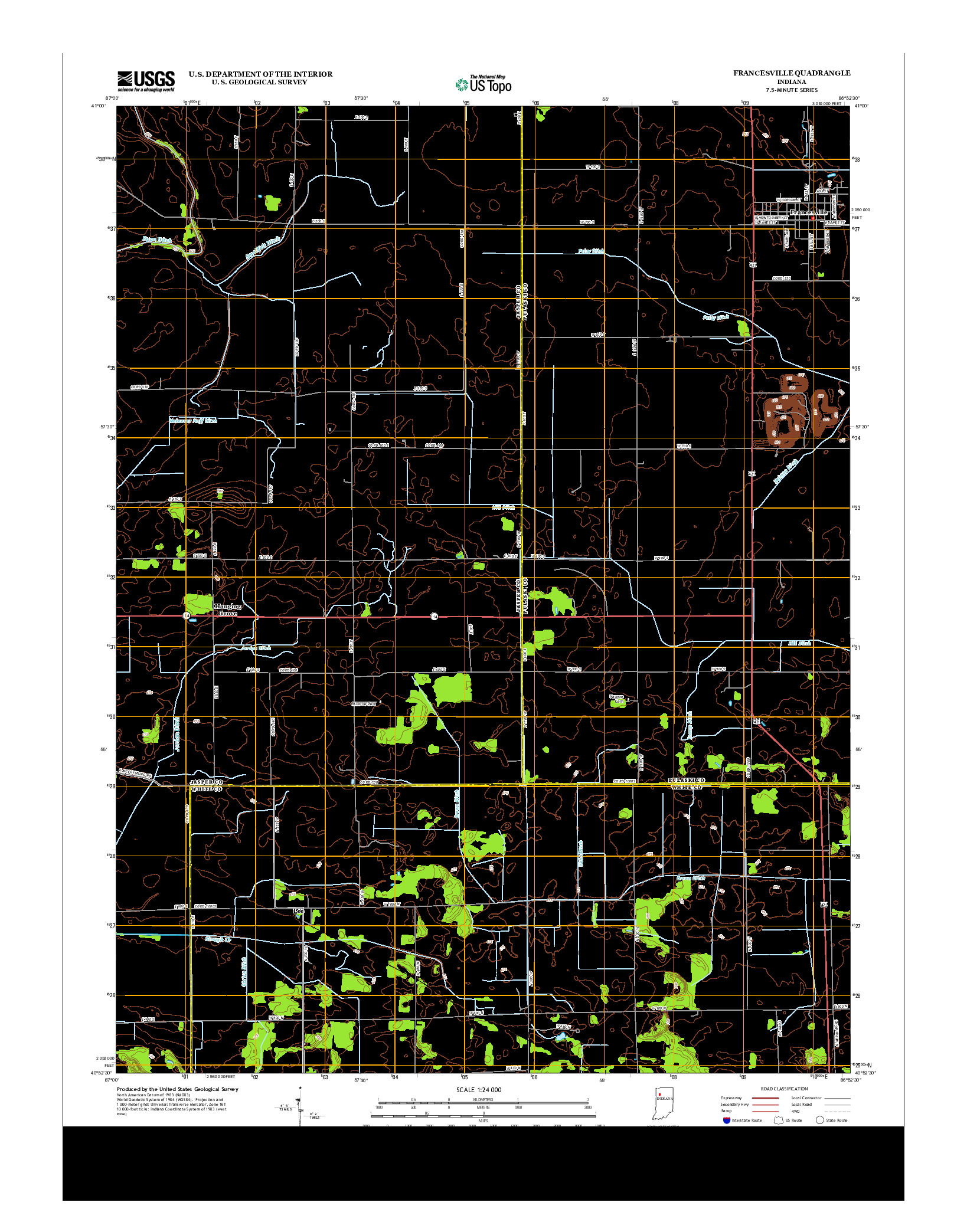 USGS US TOPO 7.5-MINUTE MAP FOR FRANCESVILLE, IN 2013