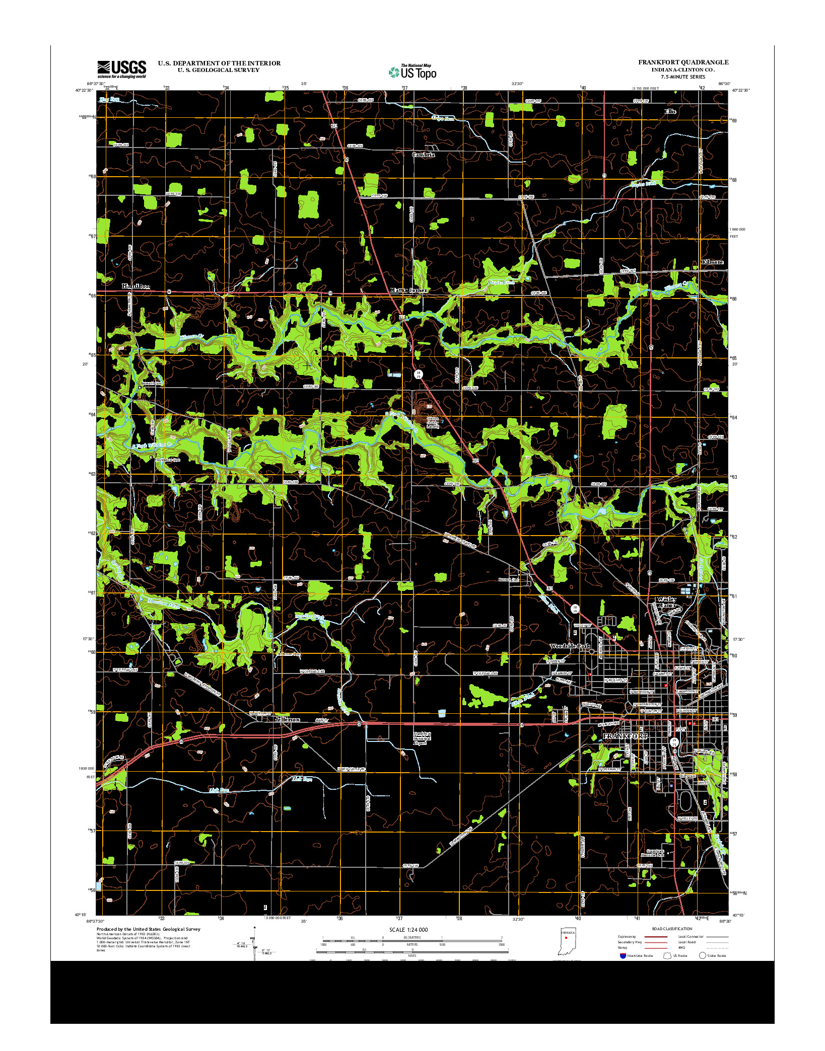 USGS US TOPO 7.5-MINUTE MAP FOR FRANKFORT, IN 2013