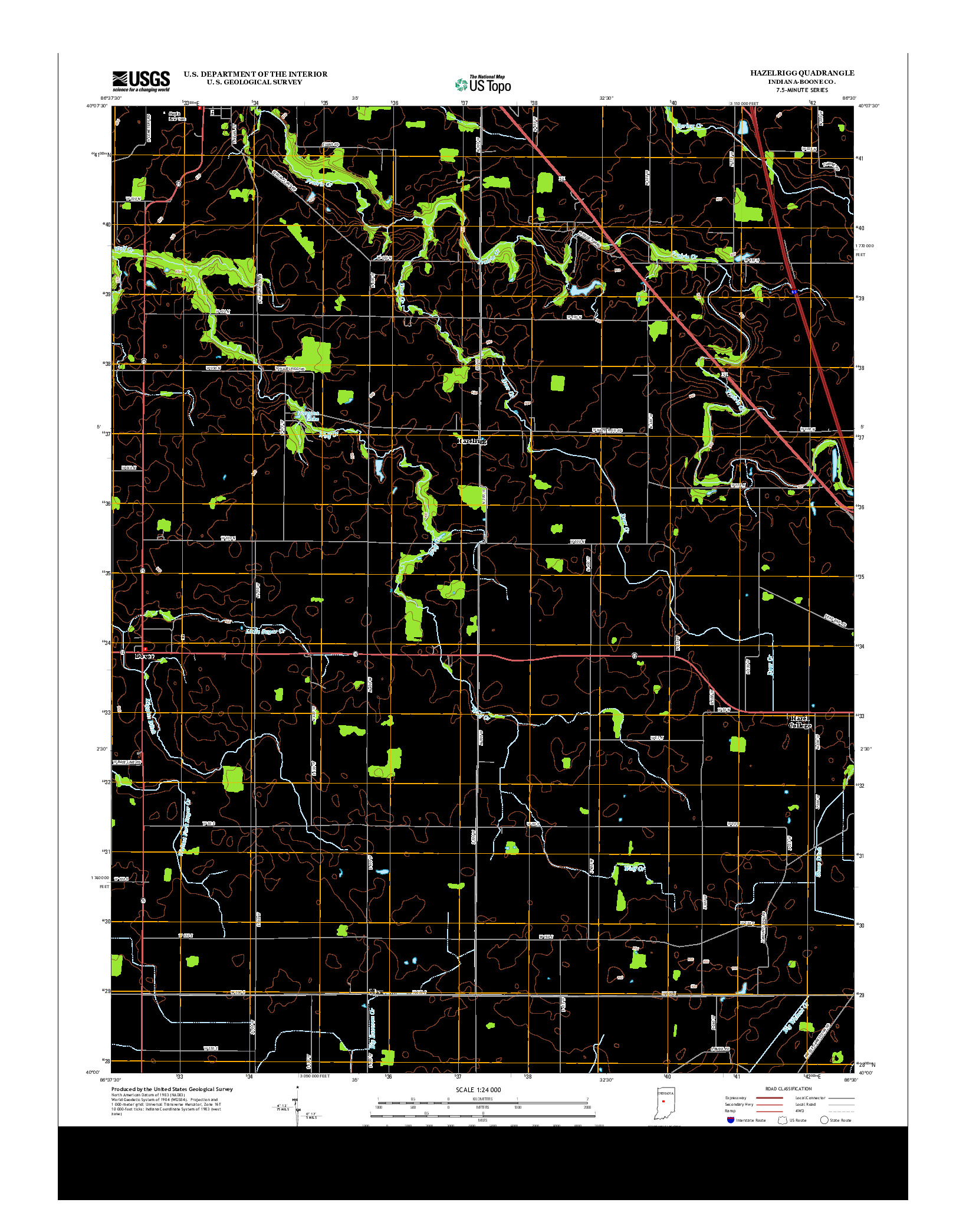 USGS US TOPO 7.5-MINUTE MAP FOR HAZELRIGG, IN 2013