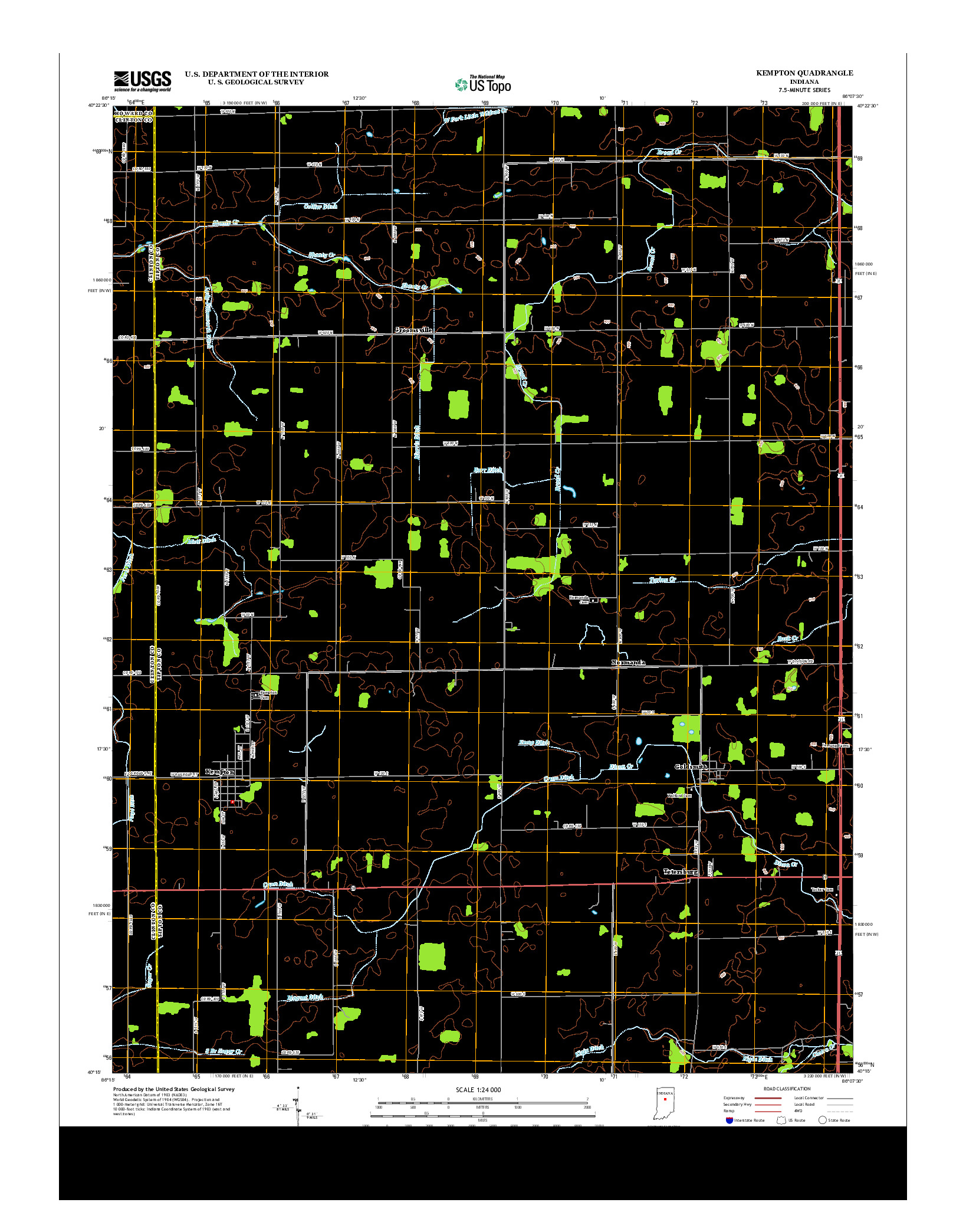 USGS US TOPO 7.5-MINUTE MAP FOR KEMPTON, IN 2013