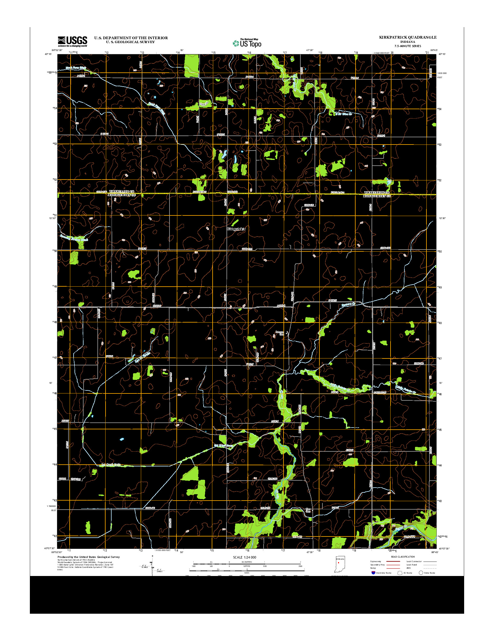 USGS US TOPO 7.5-MINUTE MAP FOR KIRKPATRICK, IN 2013
