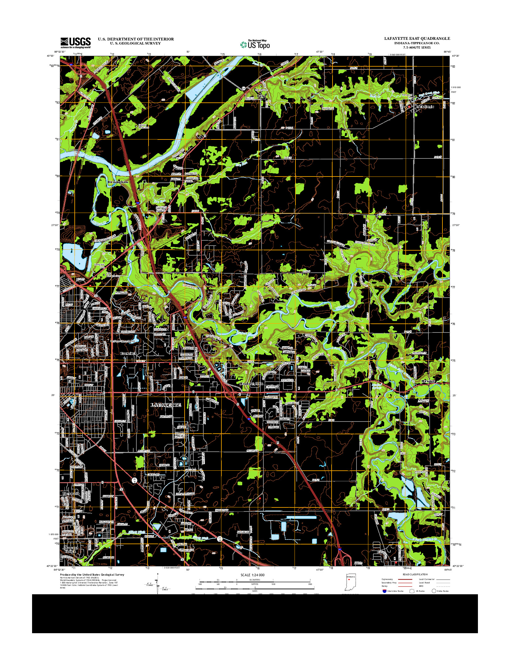 USGS US TOPO 7.5-MINUTE MAP FOR LAFAYETTE EAST, IN 2013