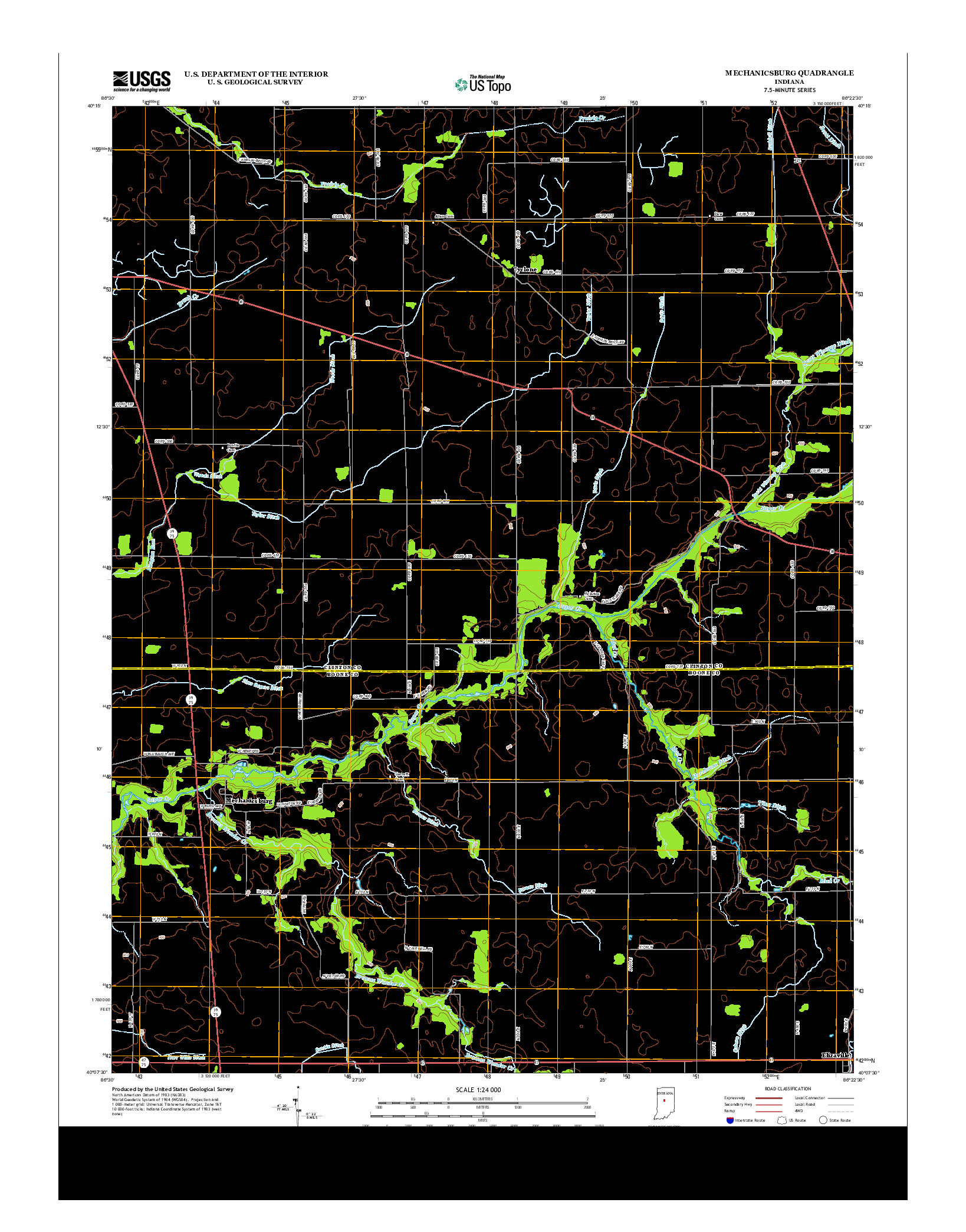 USGS US TOPO 7.5-MINUTE MAP FOR MECHANICSBURG, IN 2013