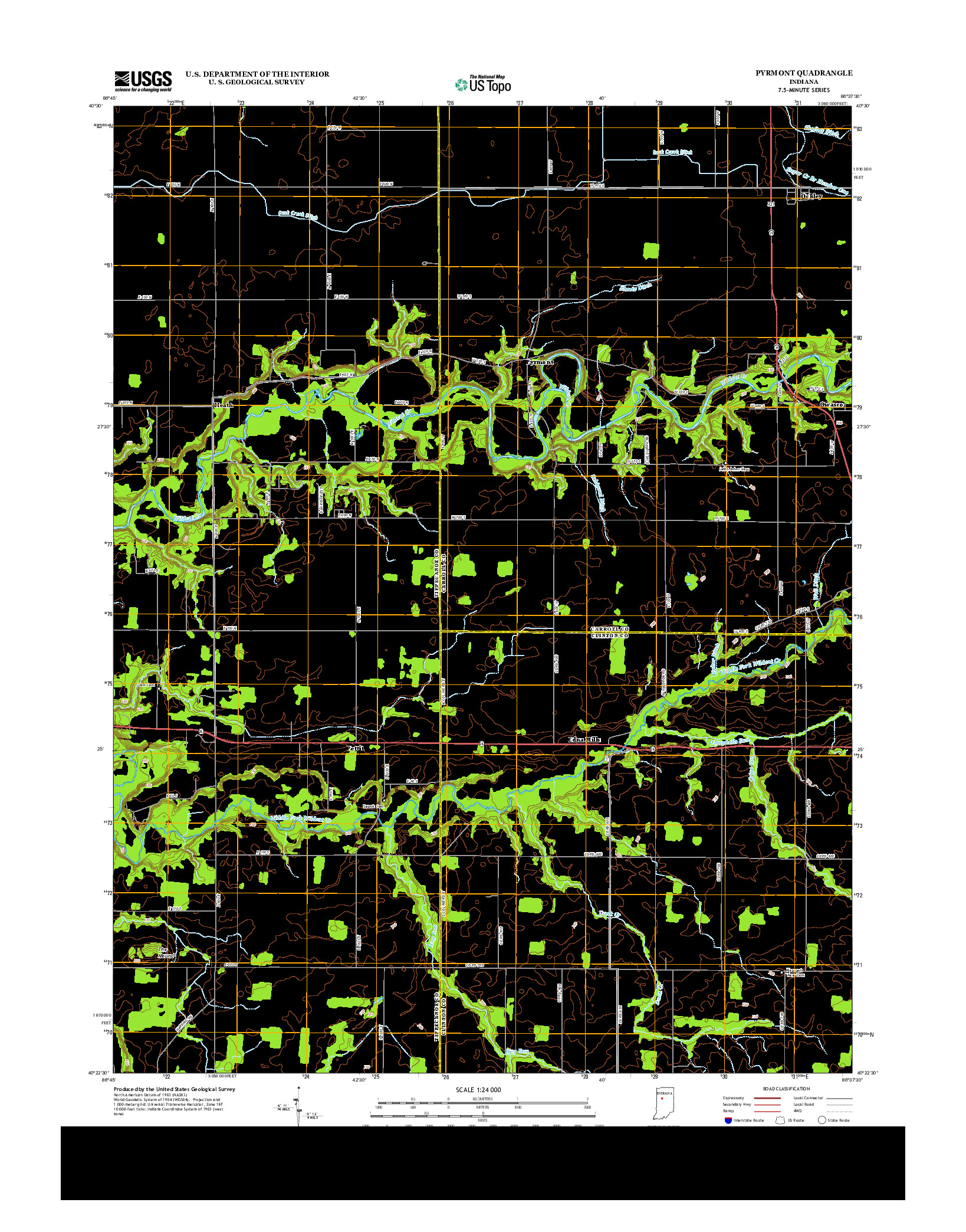 USGS US TOPO 7.5-MINUTE MAP FOR PYRMONT, IN 2013