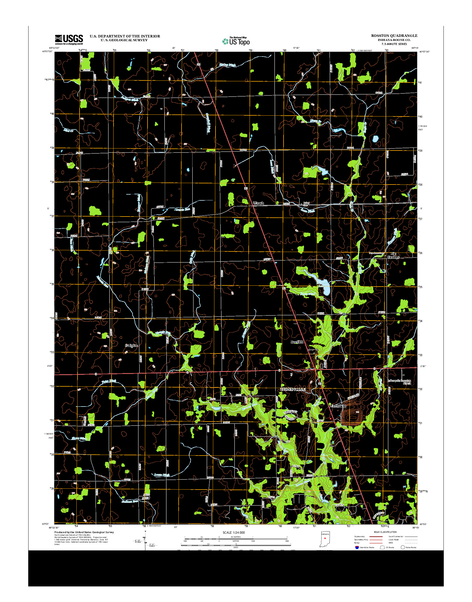 USGS US TOPO 7.5-MINUTE MAP FOR ROSSTON, IN 2013