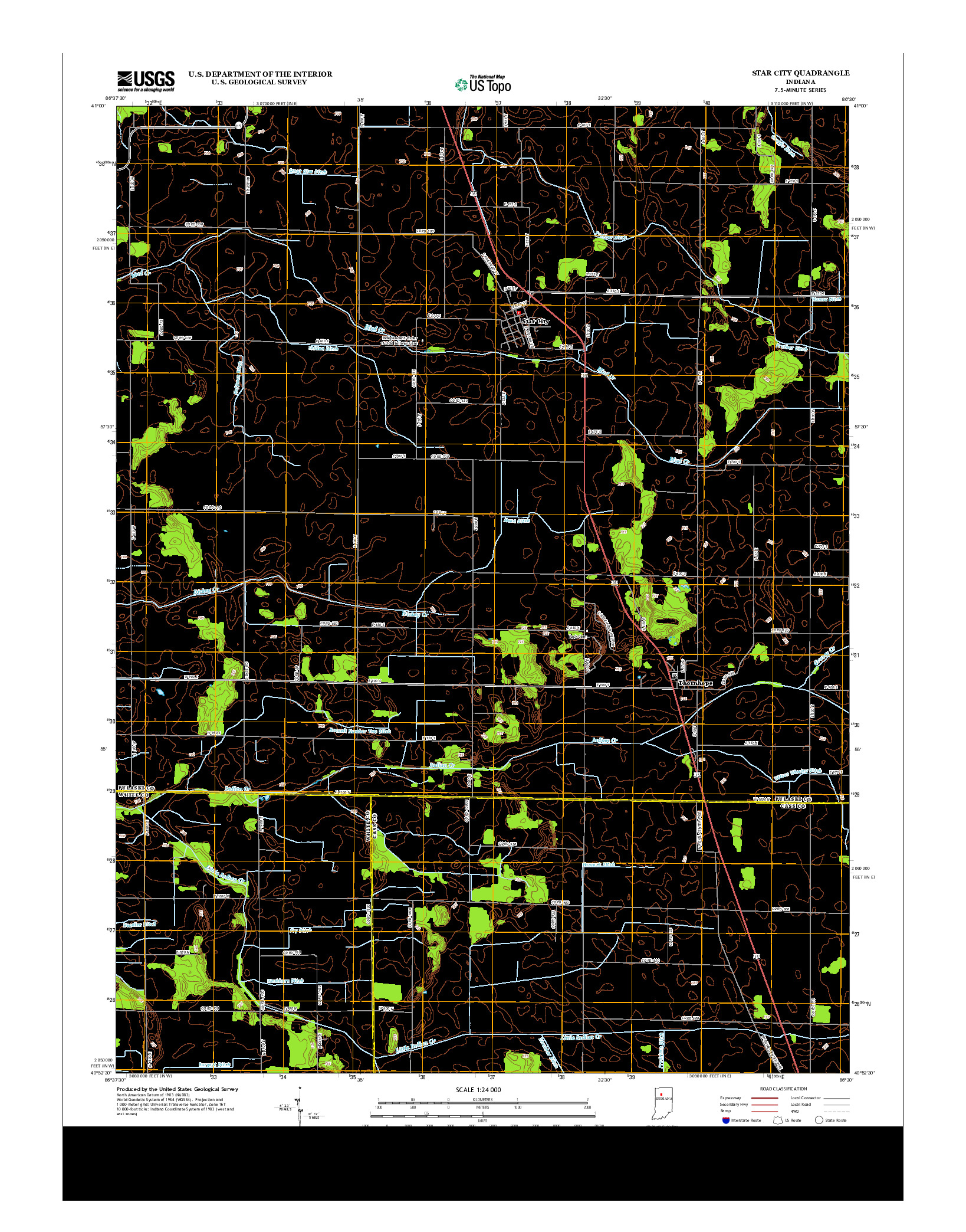 USGS US TOPO 7.5-MINUTE MAP FOR STAR CITY, IN 2013