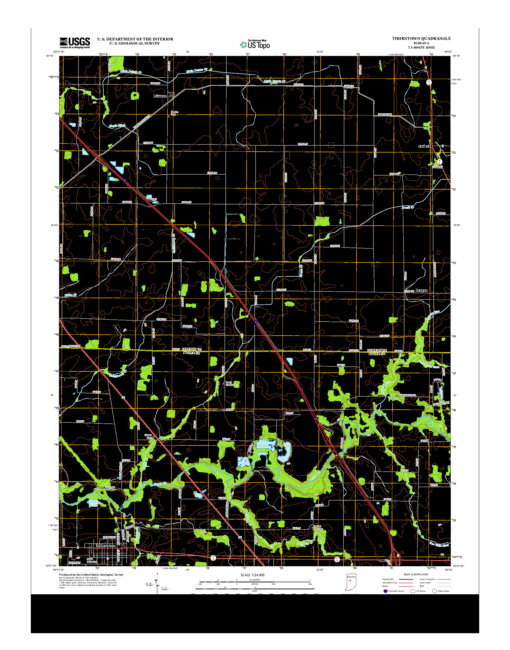 USGS US TOPO 7.5-MINUTE MAP FOR THORNTOWN, IN 2013