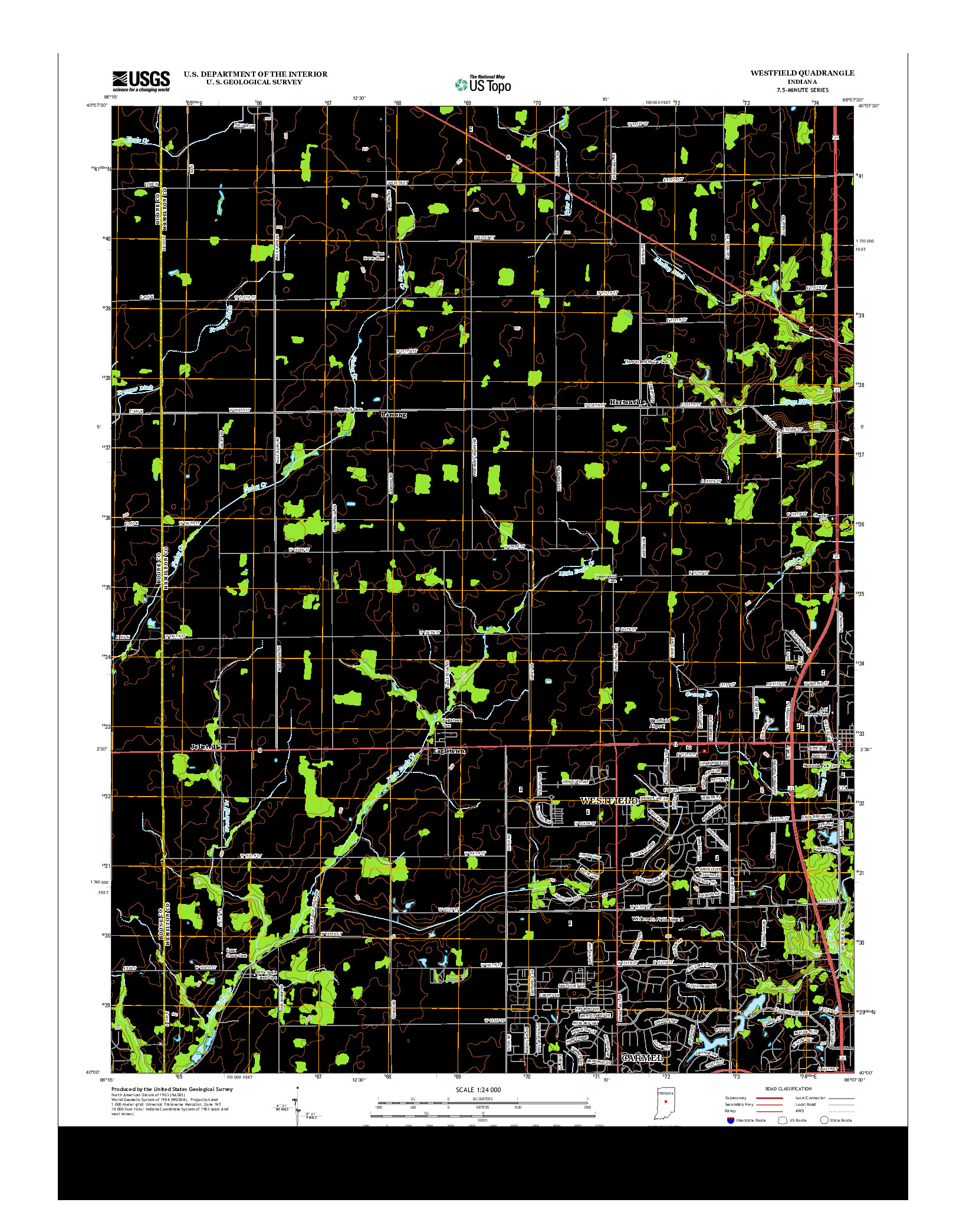 USGS US TOPO 7.5-MINUTE MAP FOR WESTFIELD, IN 2013