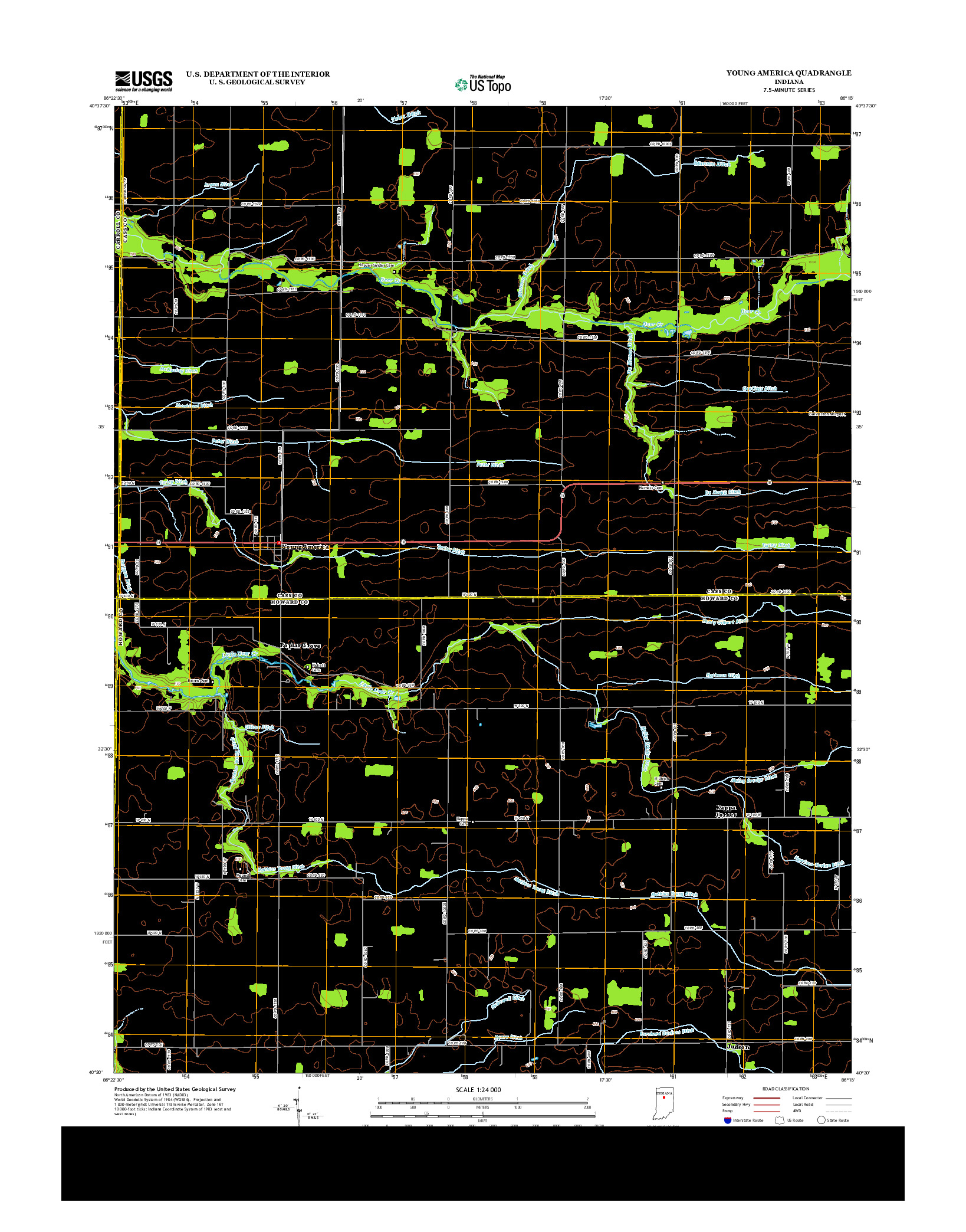 USGS US TOPO 7.5-MINUTE MAP FOR YOUNG AMERICA, IN 2013