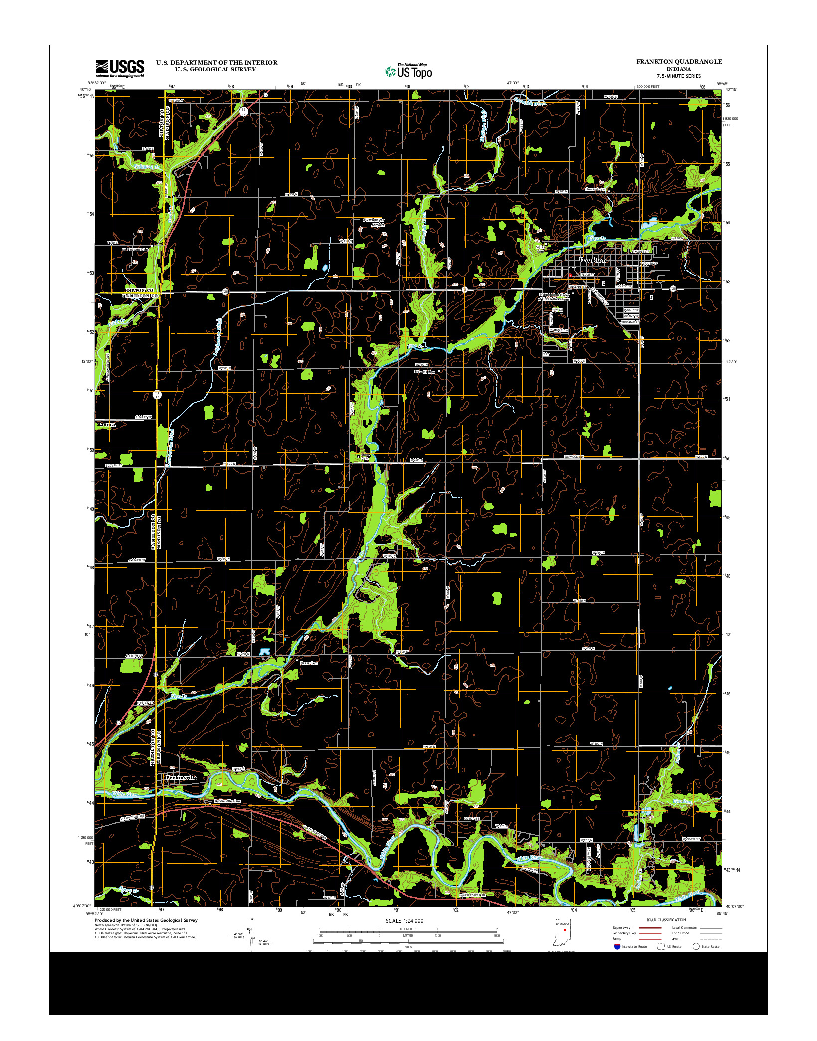 USGS US TOPO 7.5-MINUTE MAP FOR FRANKTON, IN 2013