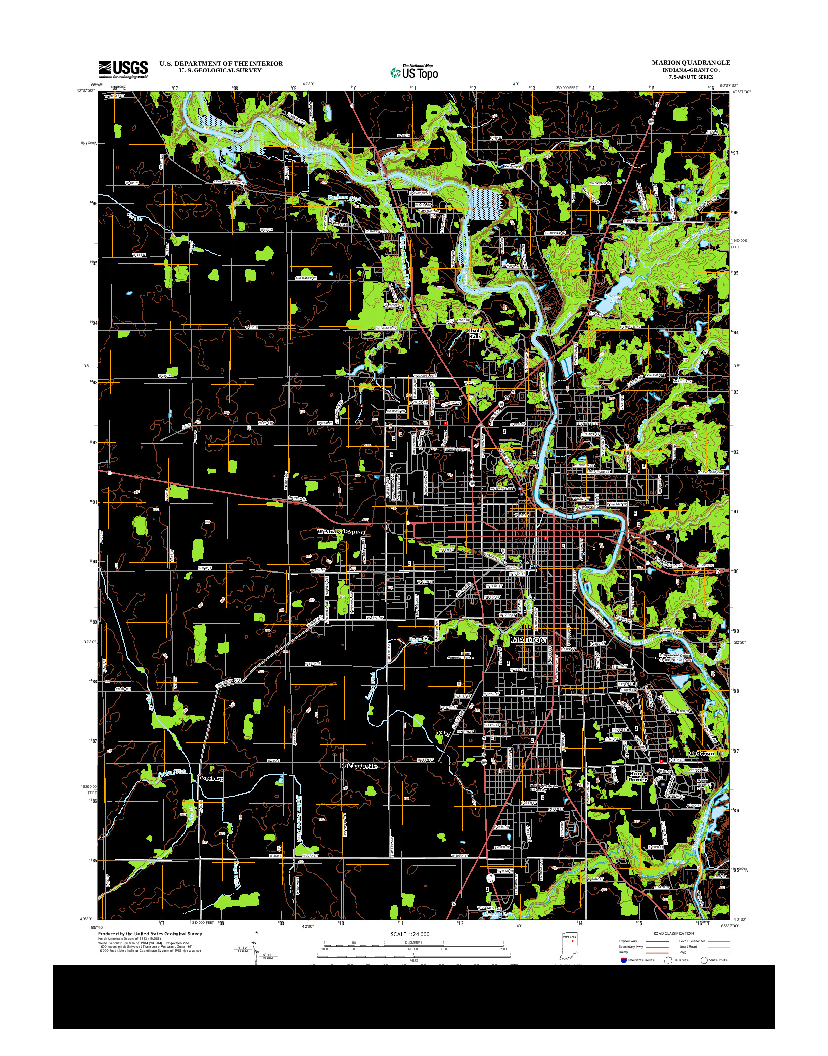 USGS US TOPO 7.5-MINUTE MAP FOR MARION, IN 2013