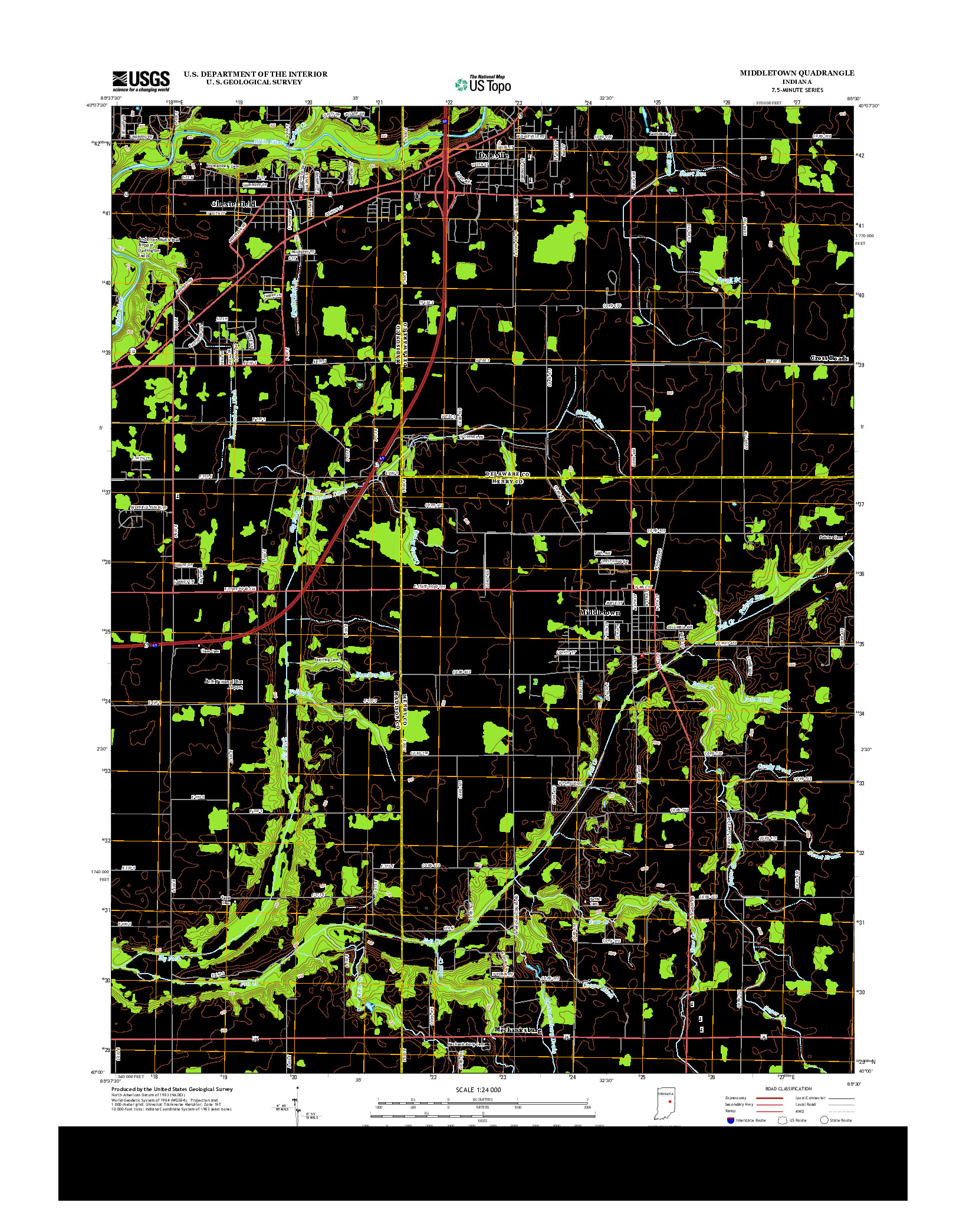 USGS US TOPO 7.5-MINUTE MAP FOR MIDDLETOWN, IN 2013