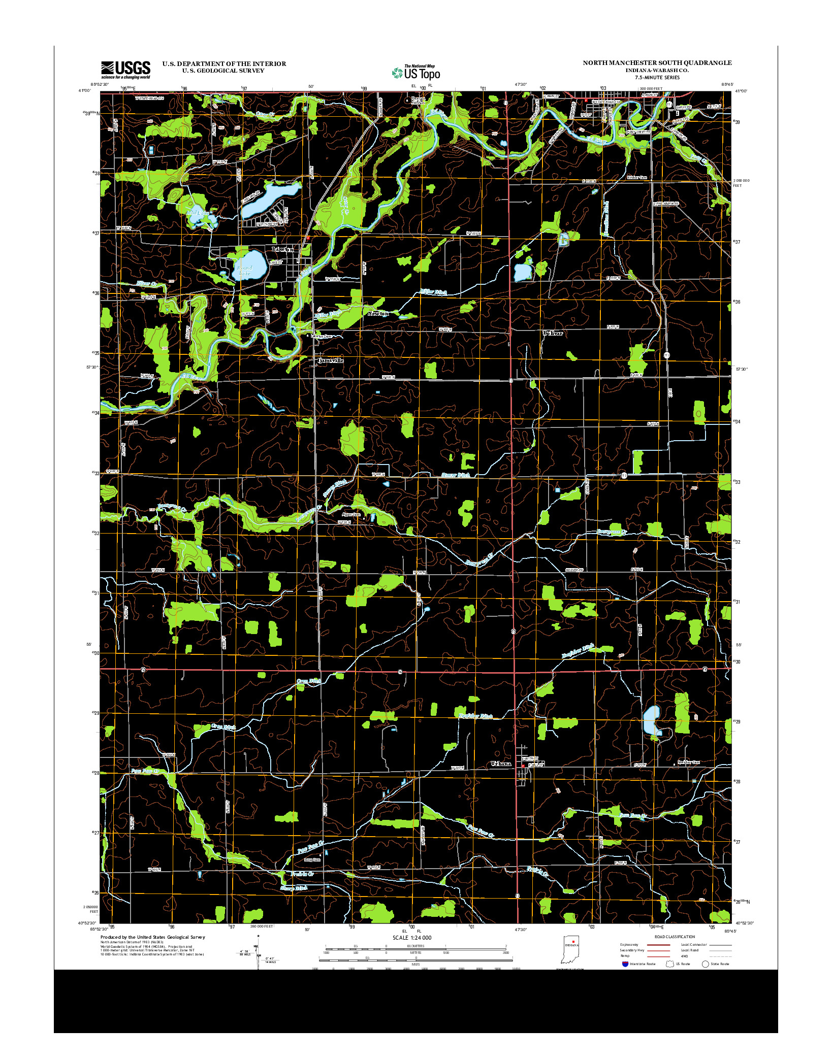 USGS US TOPO 7.5-MINUTE MAP FOR NORTH MANCHESTER SOUTH, IN 2013