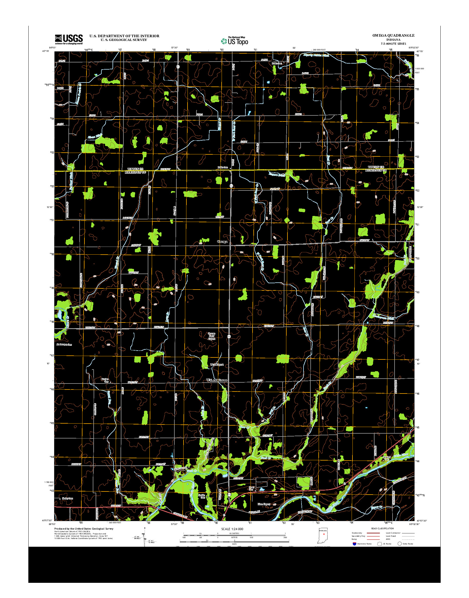 USGS US TOPO 7.5-MINUTE MAP FOR OMEGA, IN 2013